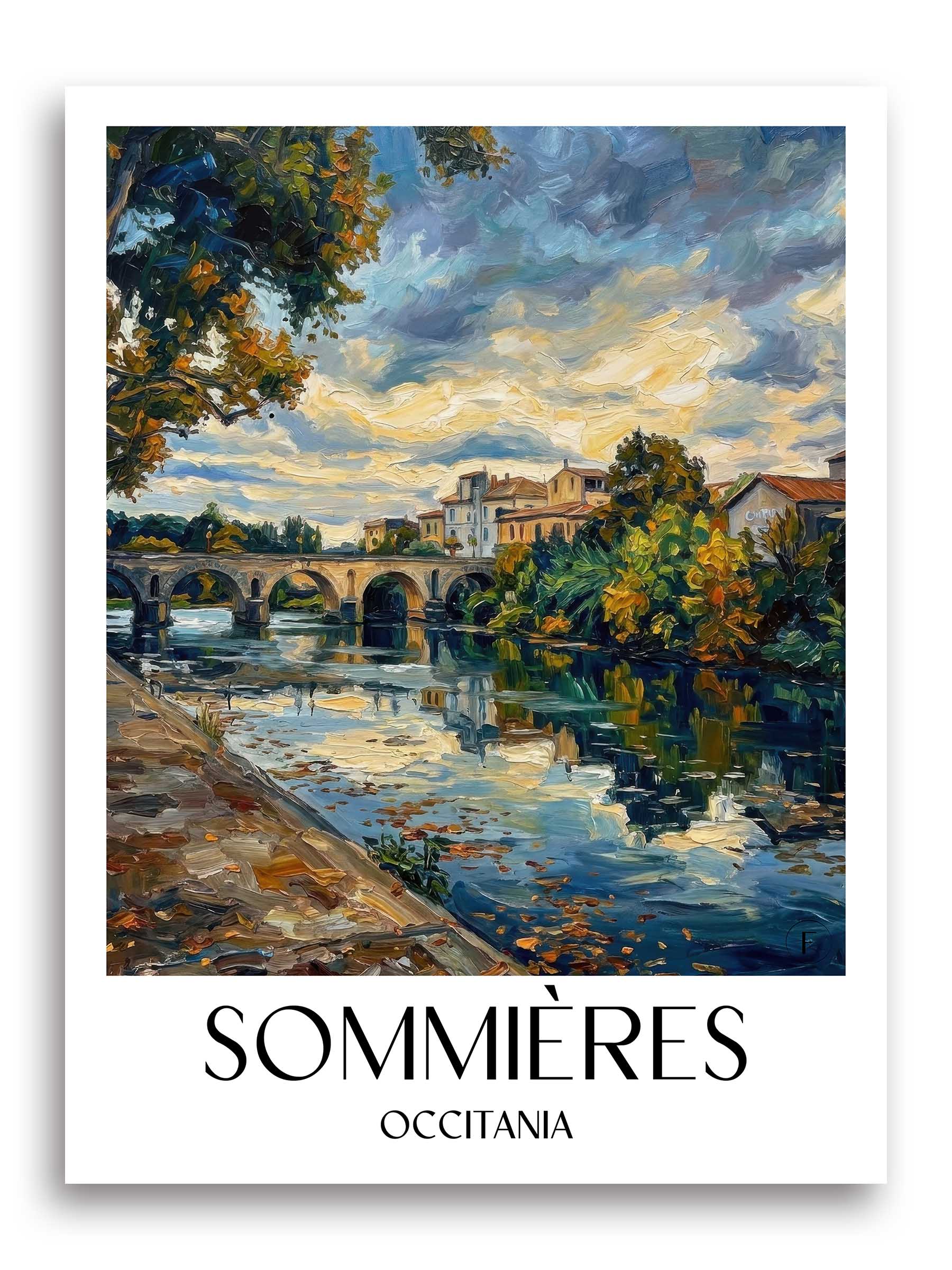 Sommières Poster - Okzitanien - Frankreich Kunstdruck - Ölgemälde von A4 bis A1 - favplace