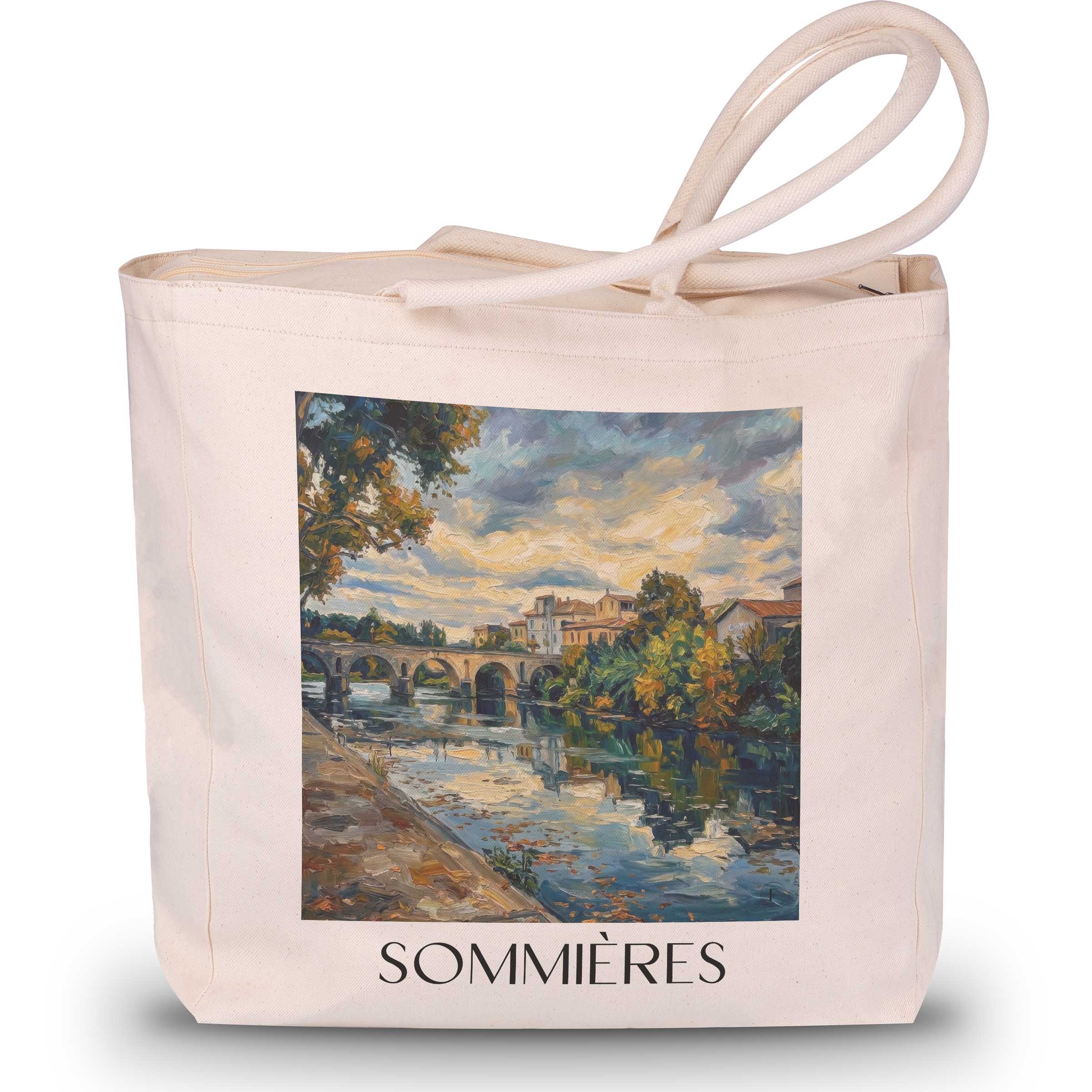 sommières--okzitanien-frankreich-einkaufstasche-oil-painting-oelgemaelde