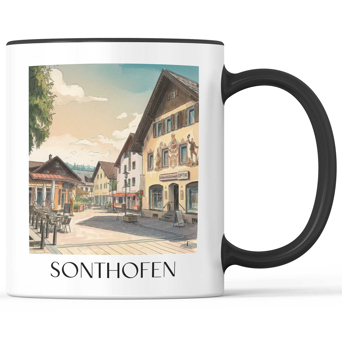 sonthofen-oberallgäu-deutschland-kaffeebecher-aquarell
