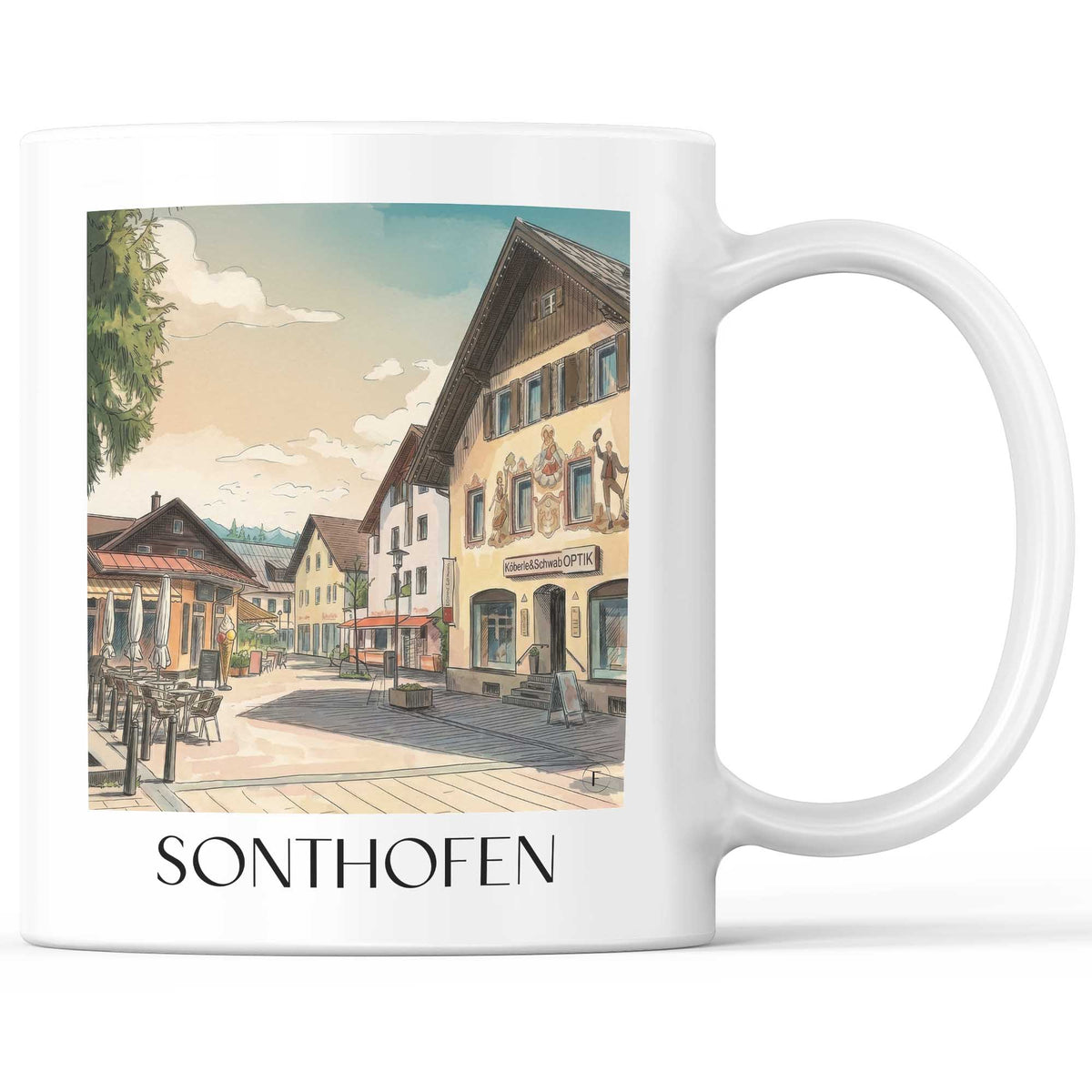 Sonthofen Kaffeebecher - Oberallgäu - Deutschland Becher - Kaffeetasse im Aquarell Stil - favplace