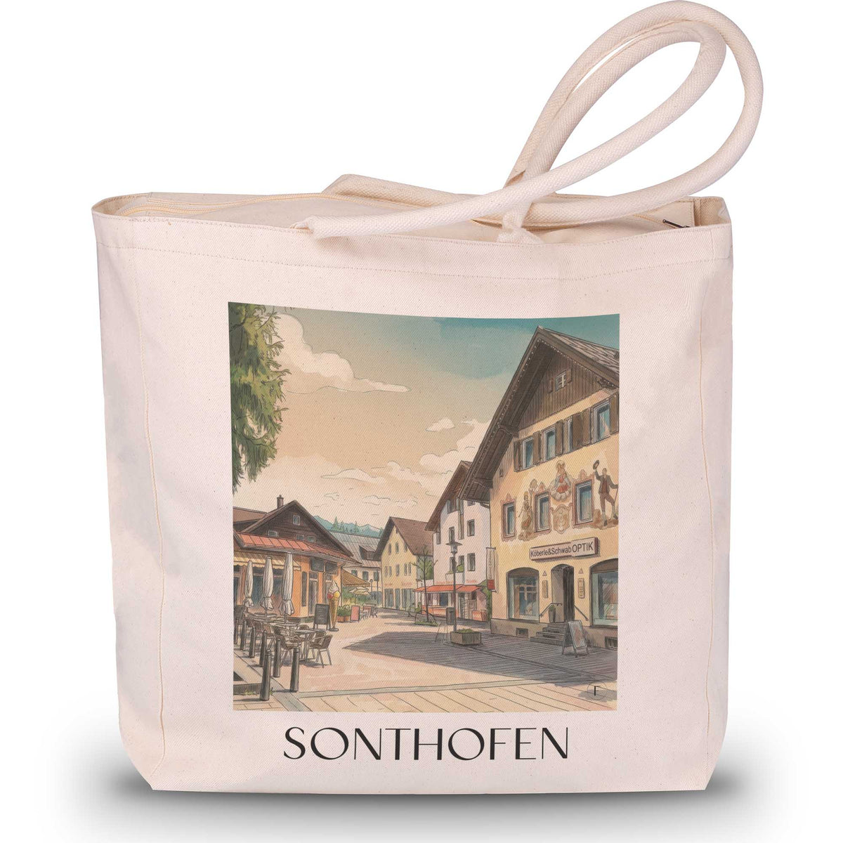 sonthofen-oberallgäu-deutschland-einkaufstasche-aquarell