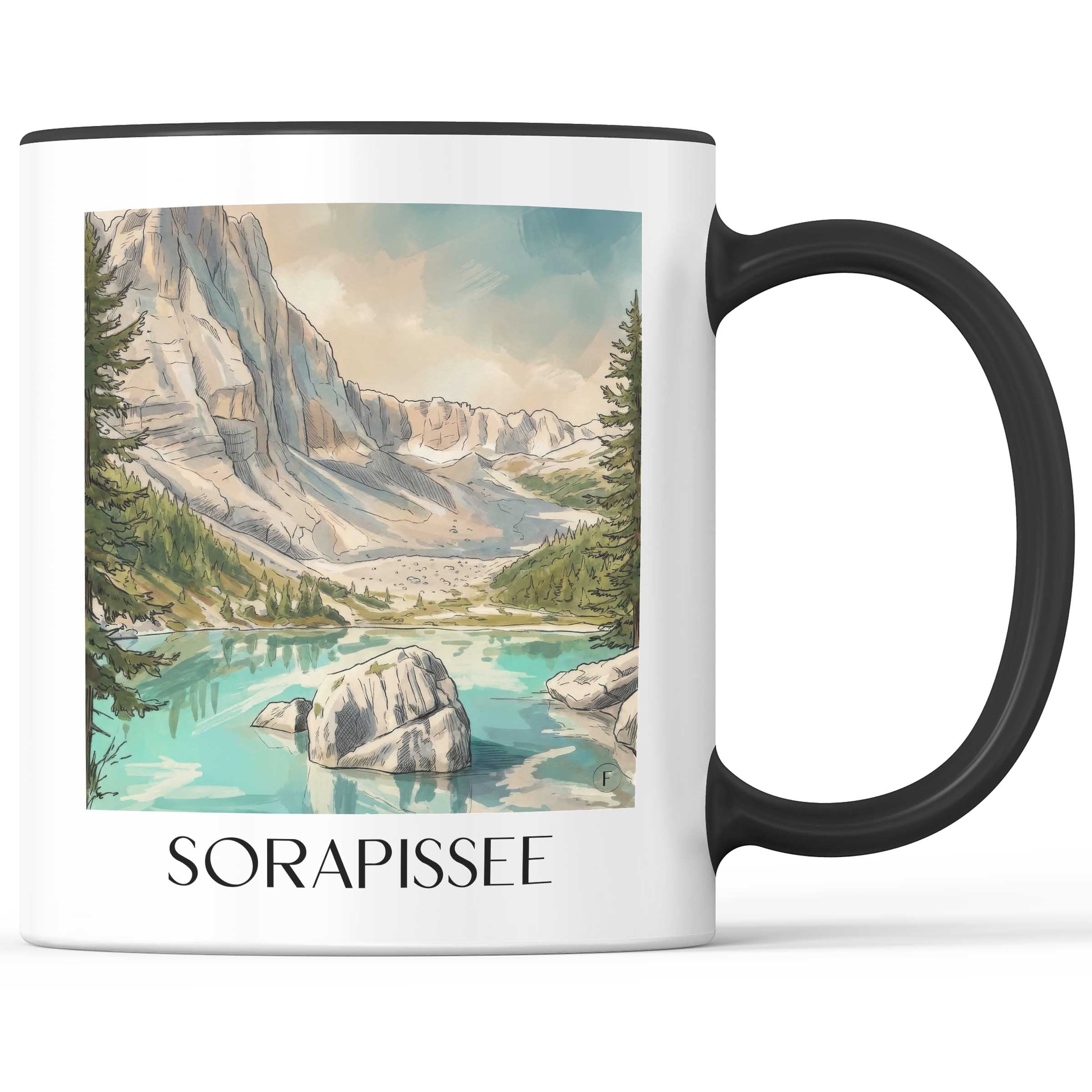 Sorapissee Kaffeebecher - Dolomiten - Italien Becher - Kaffeetasse im Aquarell Stil - favplace
