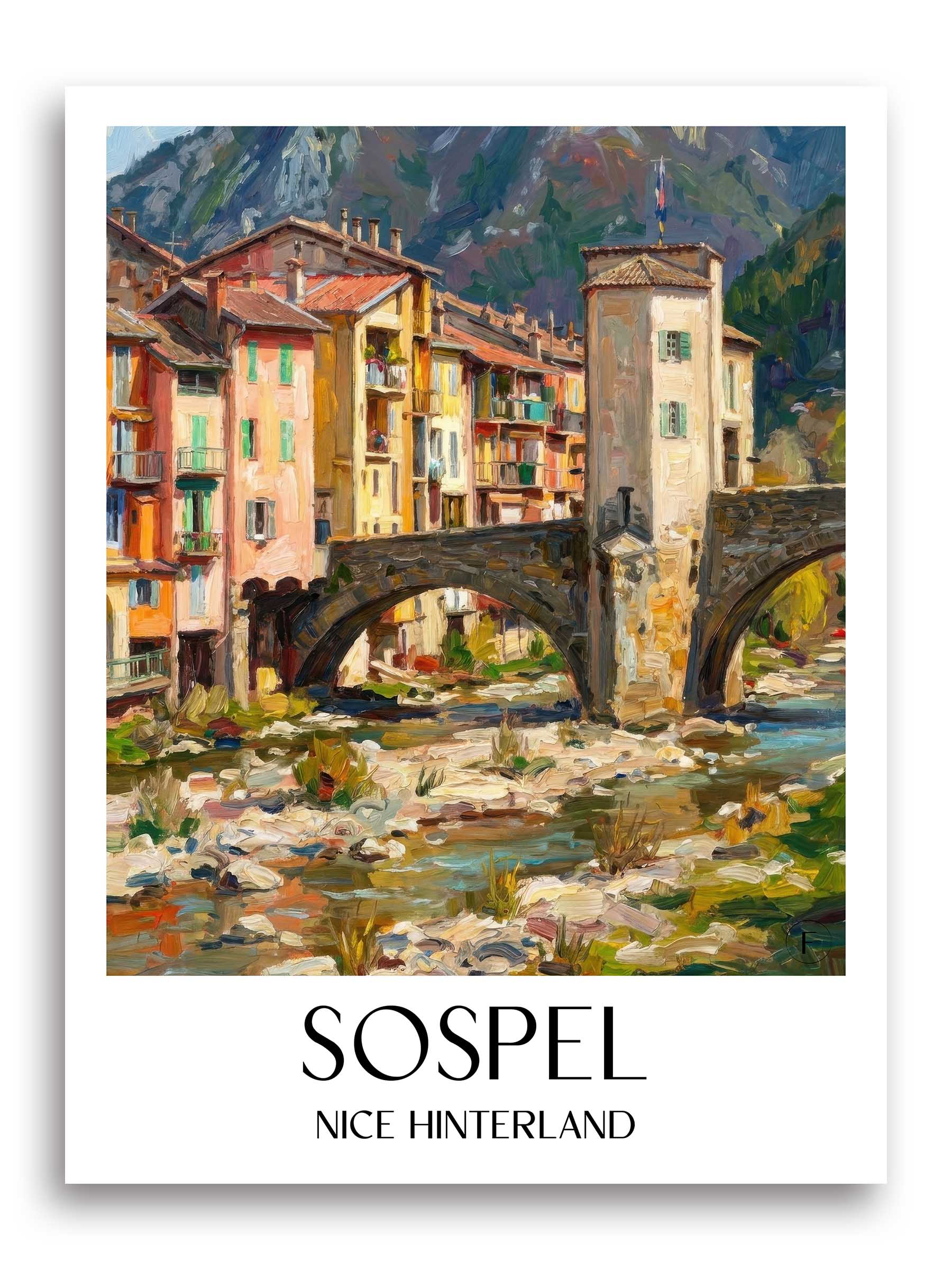 Sospel Poster - Arrière-pays niçois - Frankreich Kunstdruck - Ölgemälde von A4 bis A1 - favplace