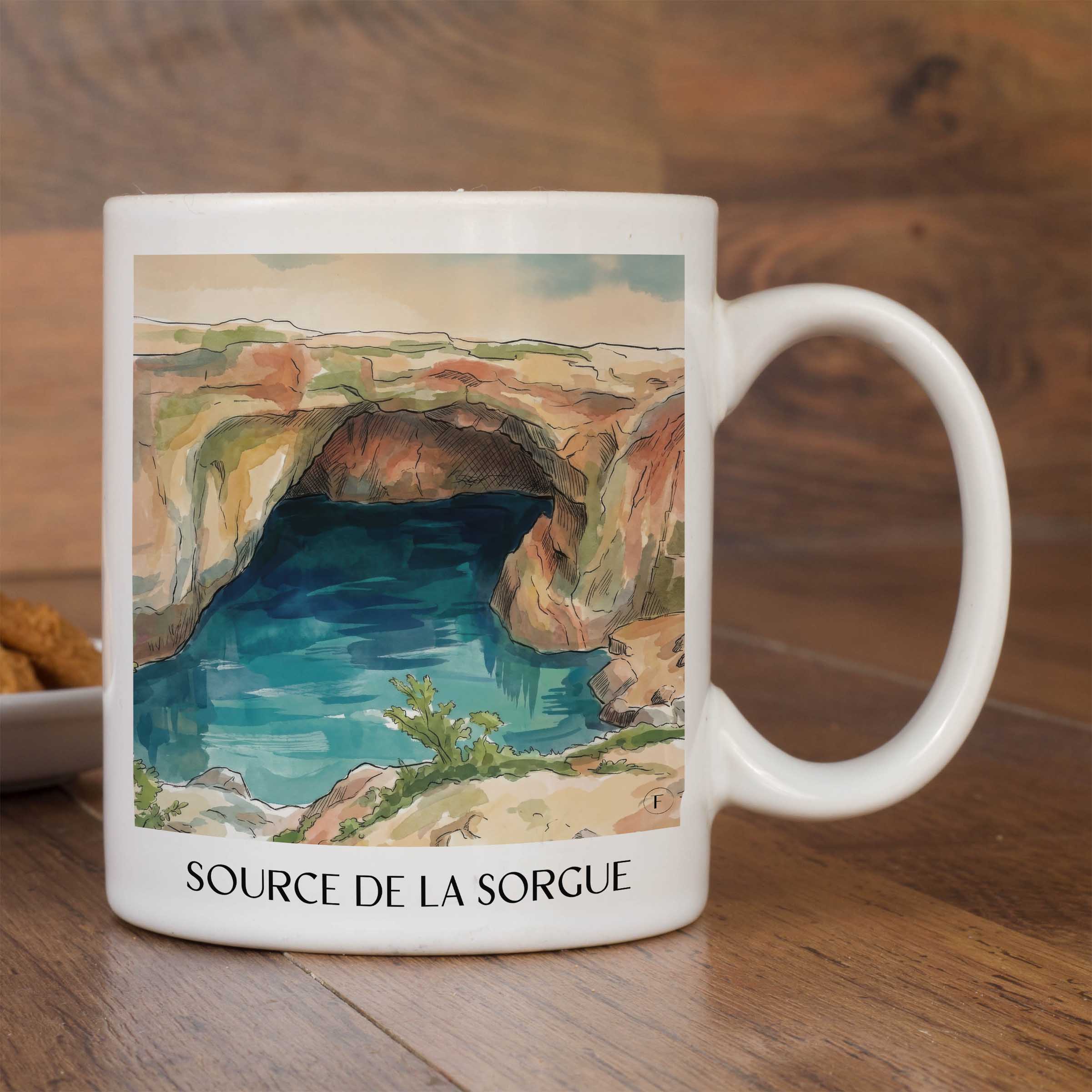 source-de-la-sorgue-fontaine-de-vaucluse-frankreich-kaffeebecher-aquarell
