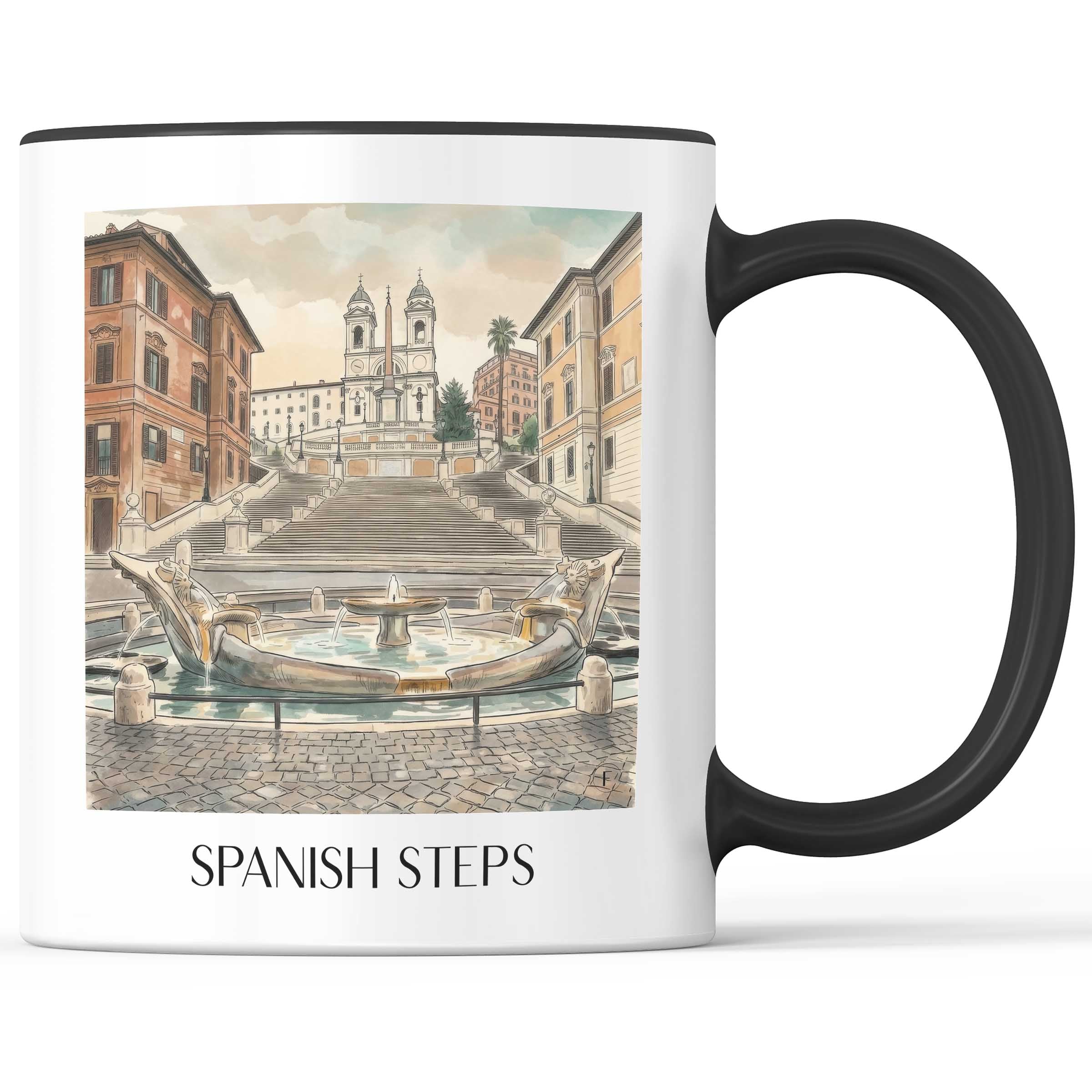 Spanische Treppe Kaffeebecher - Rom - Italien Becher - Kaffeetasse im Aquarell Stil - favplace