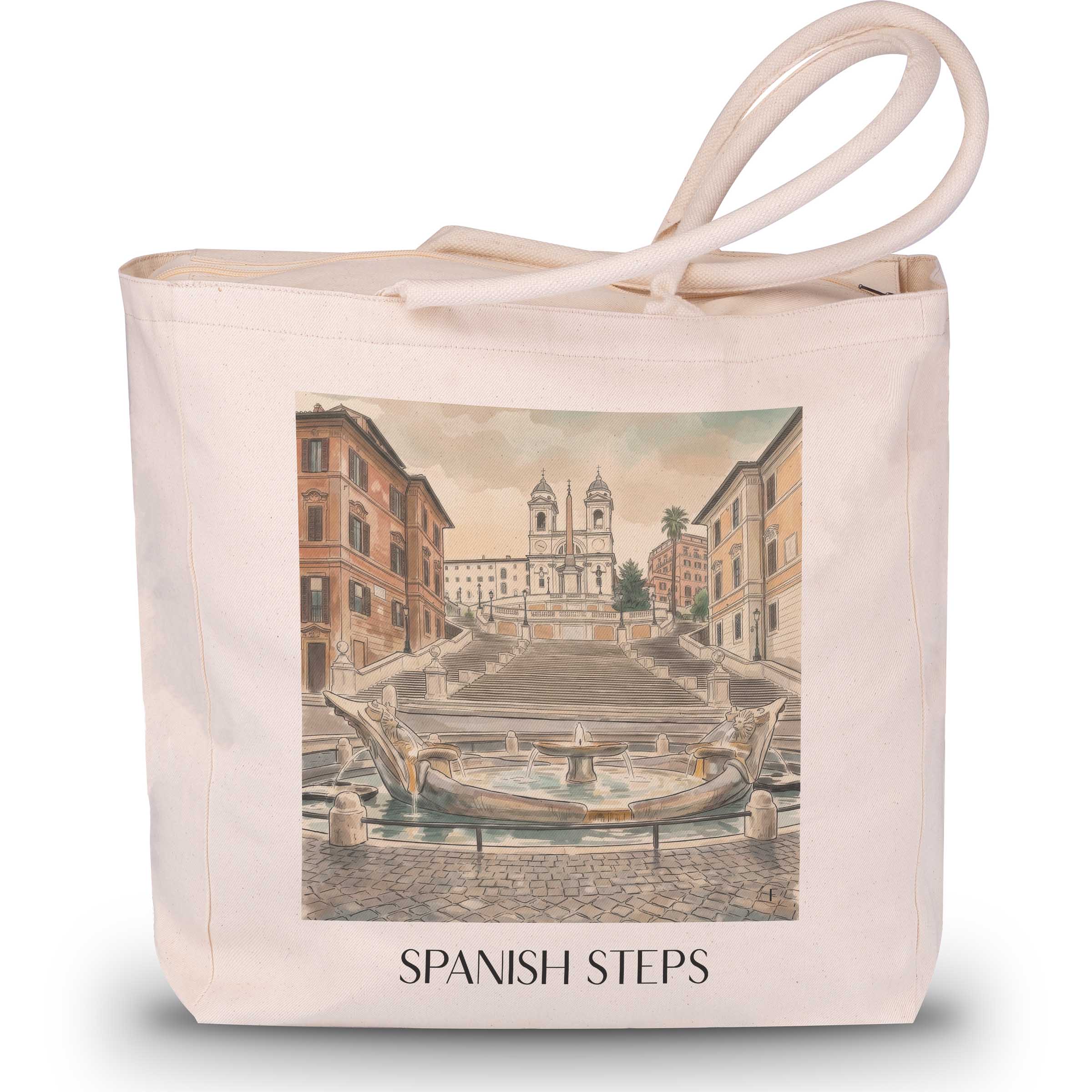 Spanische Treppe Shopping Tasche - Rom - Italien Tote Bag - Einkaufstasche im Aquarell Stil - favplace
