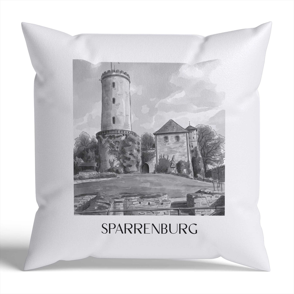 sparrenburg-bielefeld-deutschland-kissenbezug-aquarell-schwarz-weiss