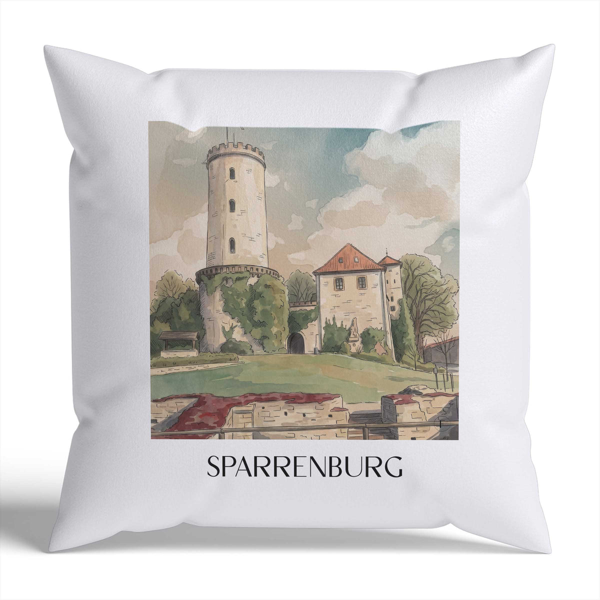 sparrenburg-bielefeld-deutschland-kissenbezug-aquarell