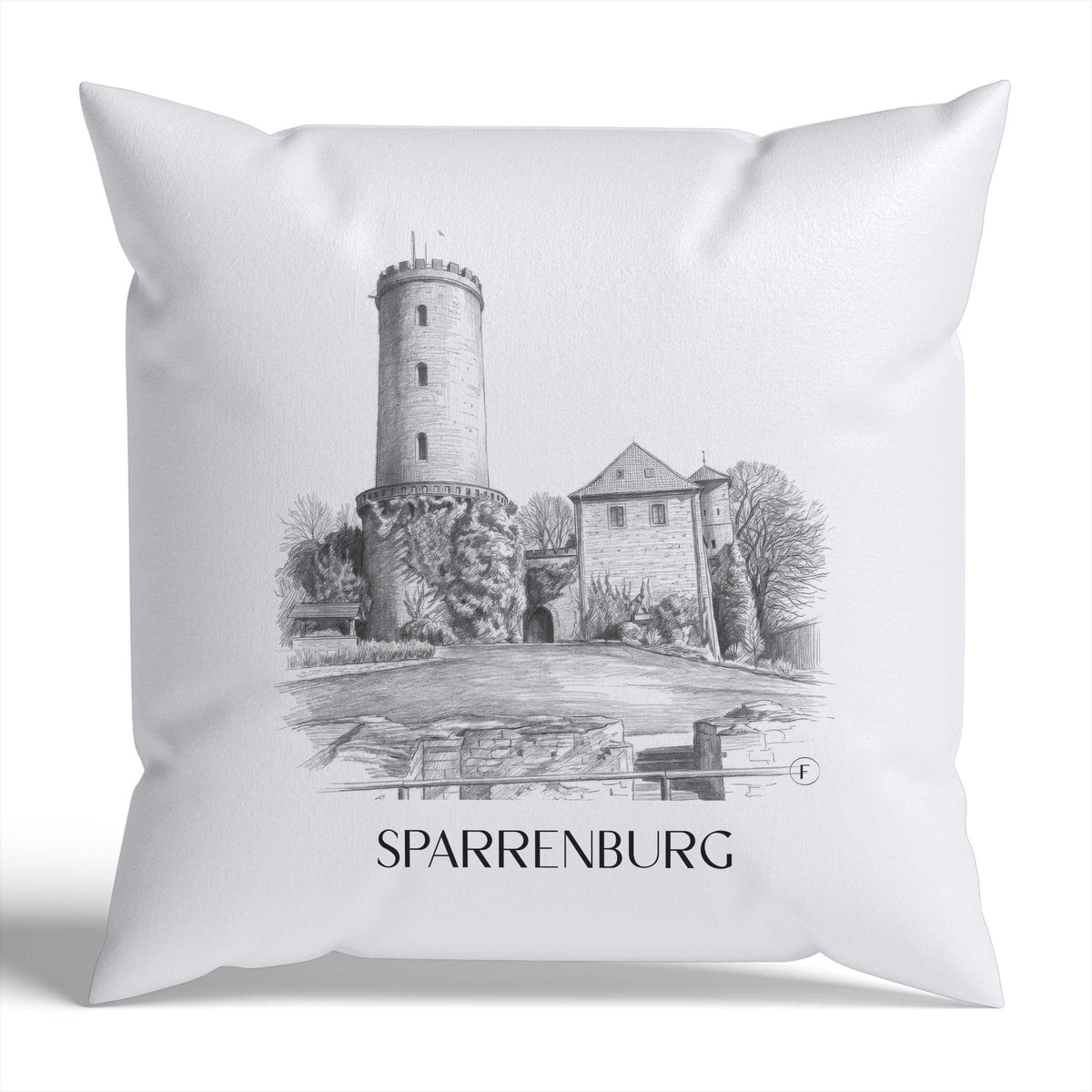 Sparrenburg Kissenhülle - Zierkissen Bezug - Bielefeld - Deutschland Kissen bzw. Kissenbezug im Zeichnung Stil - favplace
