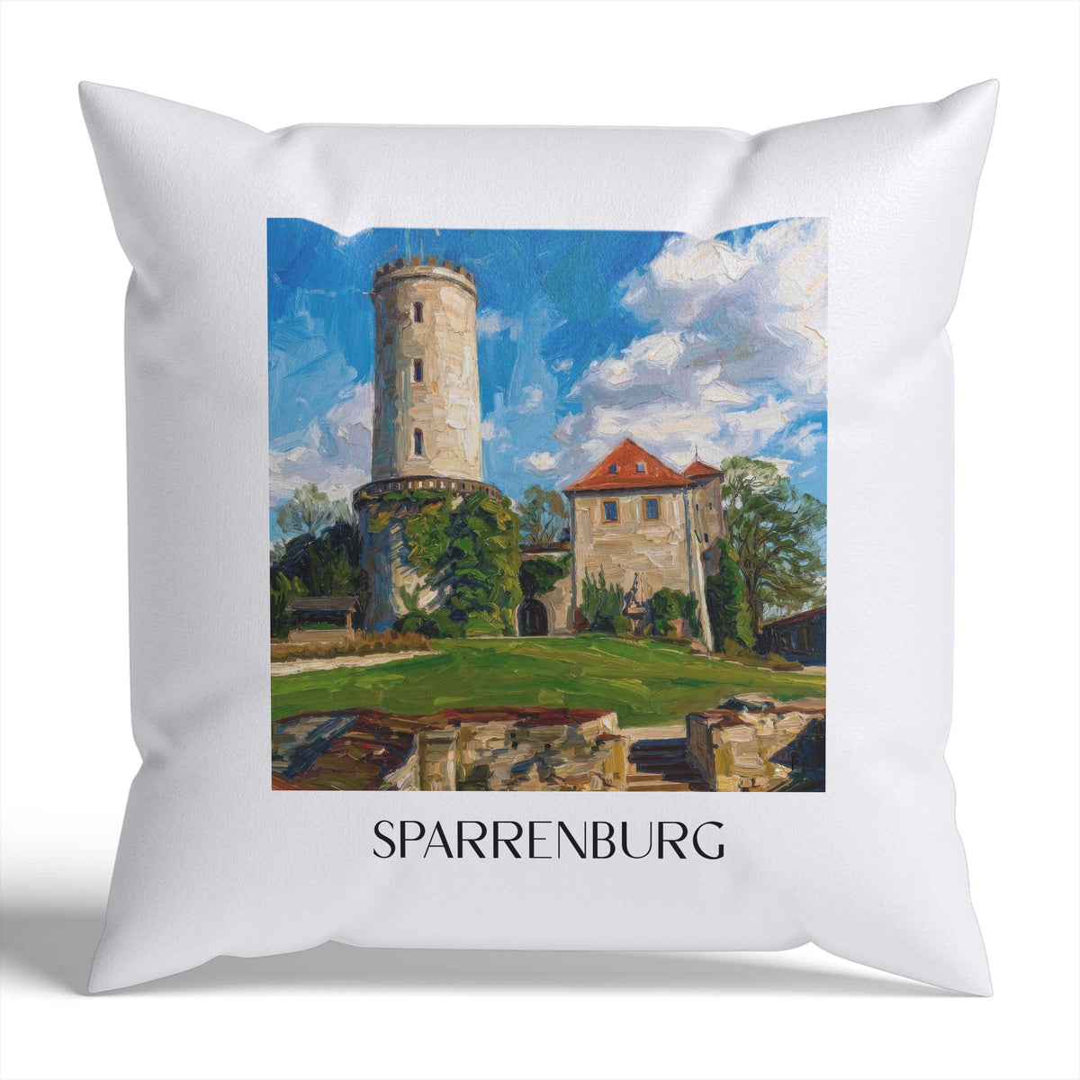 Sparrenburg Kissenhülle - Zierkissen Bezug - Bielefeld - Deutschland Kissen bzw. Kissenbezug im Ölgemälde Stil - favplace