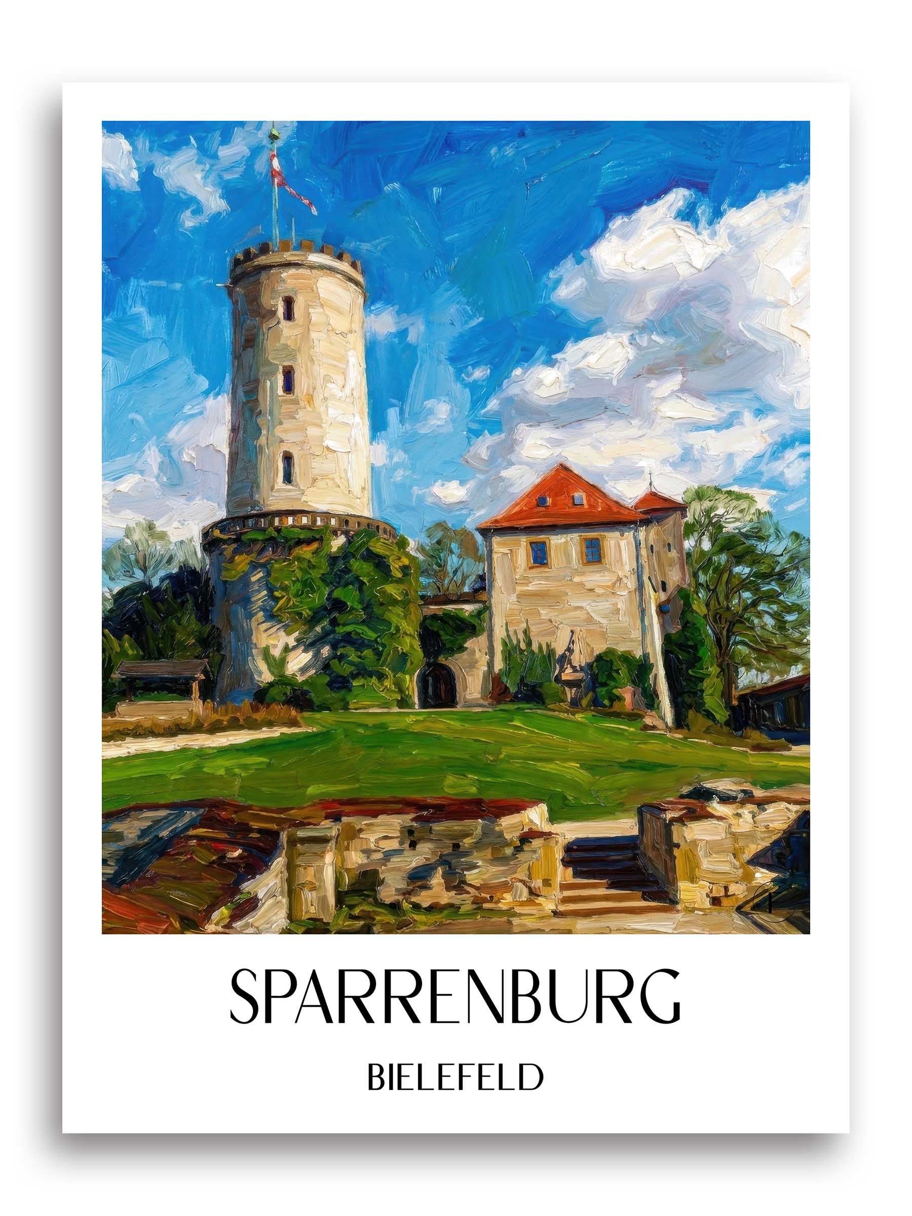 Sparrenburg Poster - Bielefeld - Deutschland Kunstdruck - Ölgemälde von A4 bis A1 - favplace