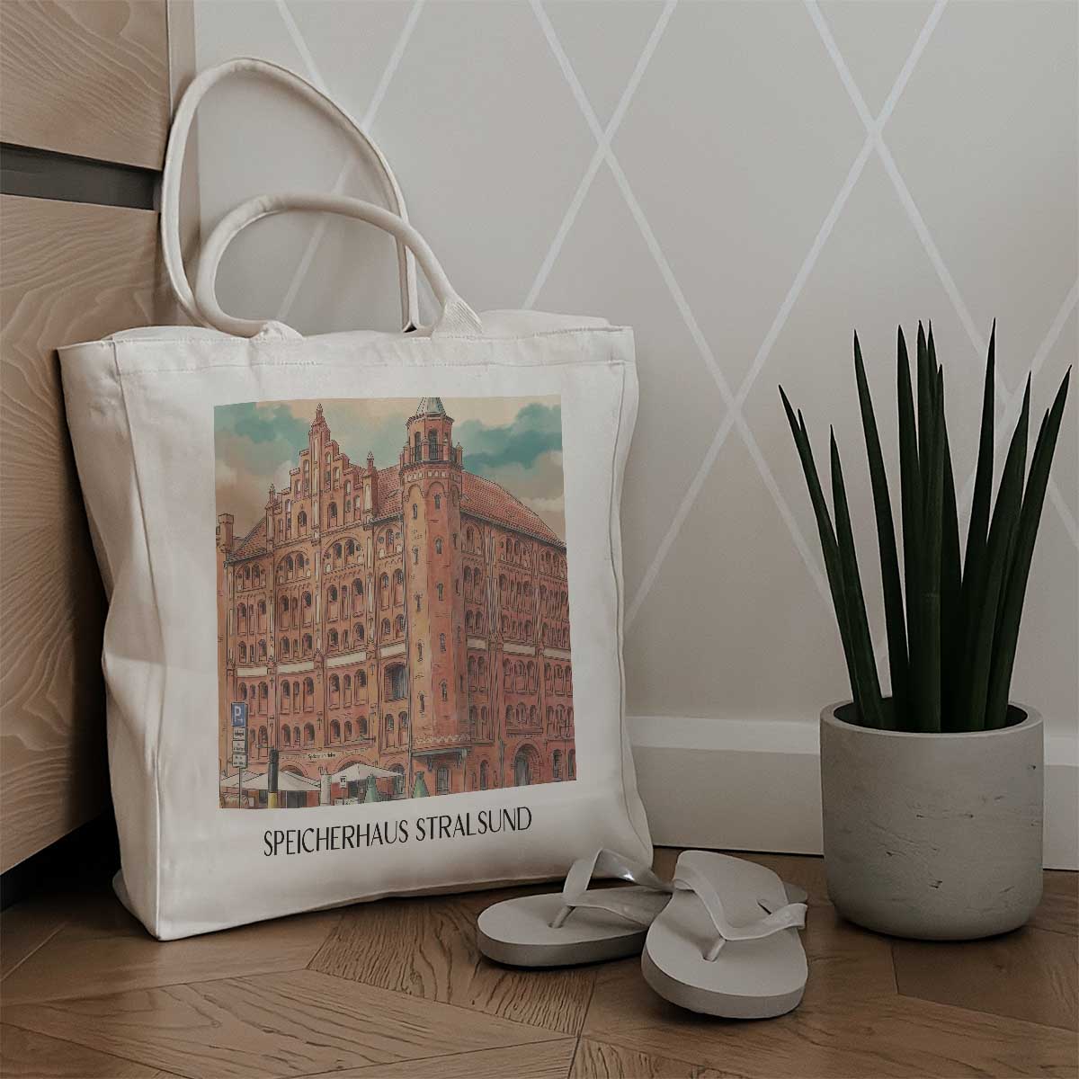 speicherhaus-stralsund-deutschland-einkaufstasche-aquarell