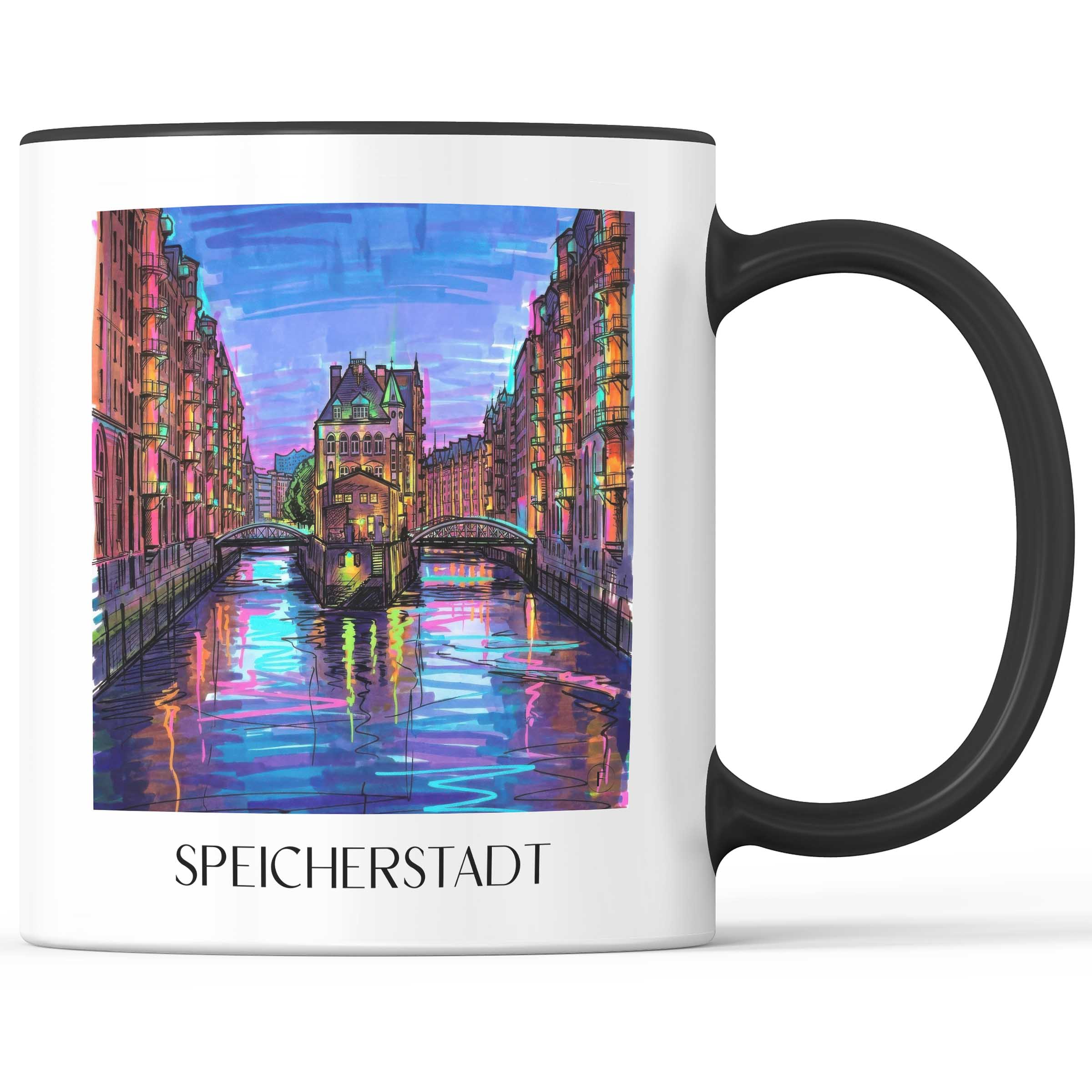 Speicherstadt Kaffeebecher - Hamburg - Deutschland Becher - Kaffeetasse im Tag Graffiti Stil