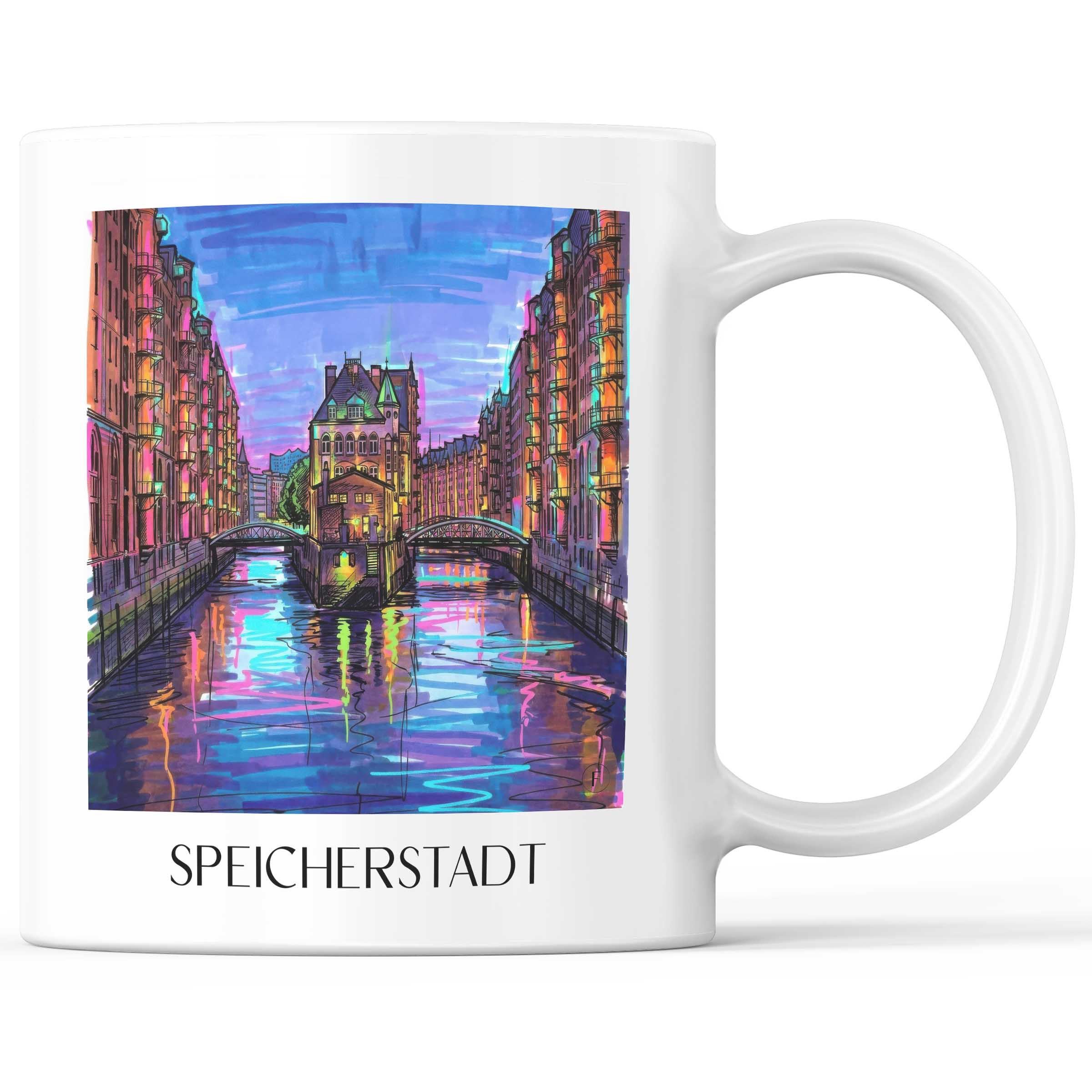 Speicherstadt Kaffeebecher - Hamburg - Deutschland Becher - Kaffeetasse im Tag Graffiti Stil