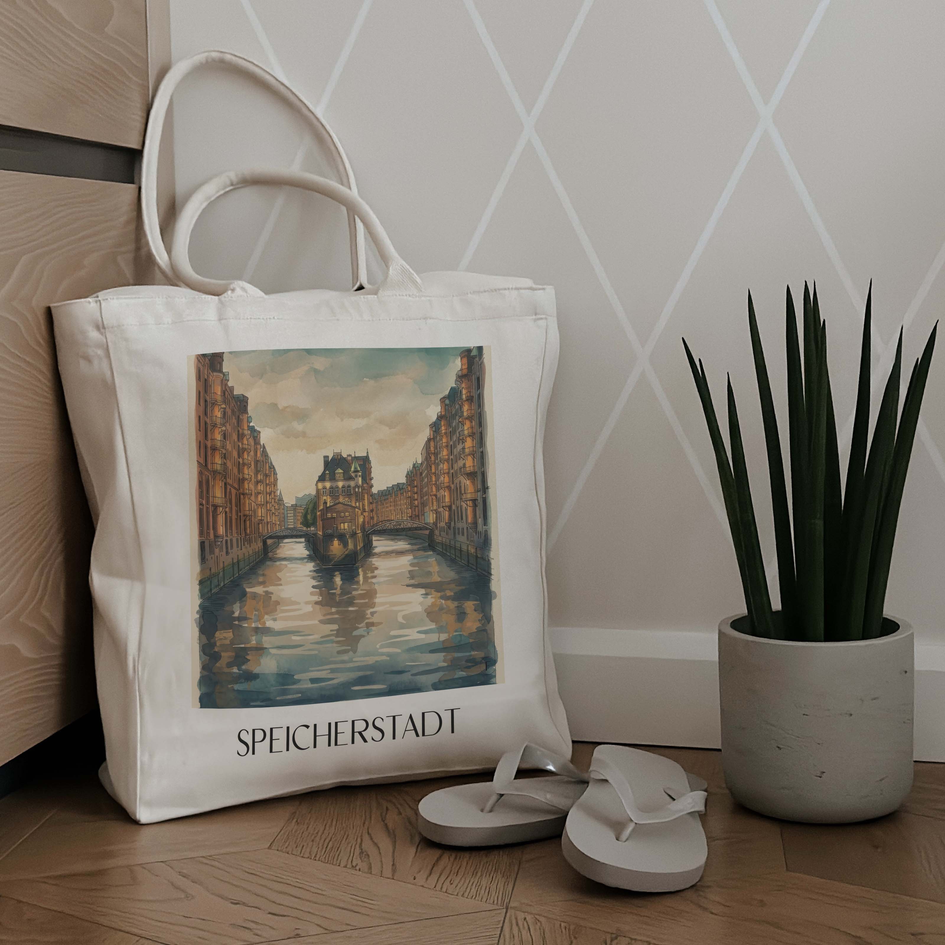 speicherstadt-hamburg-deutschland-einkaufstasche-aquarell