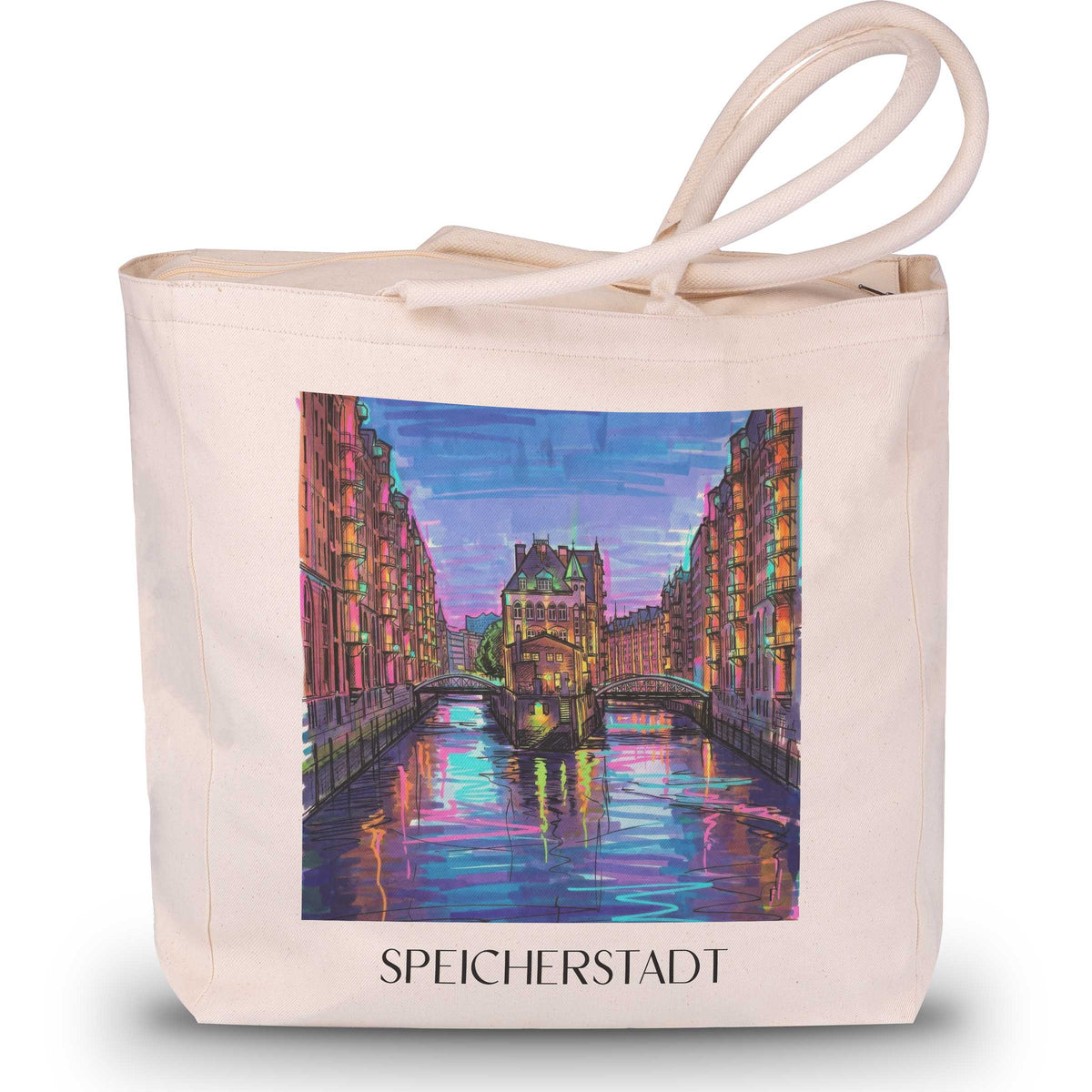 Speicherstadt Shopping Tasche - Hamburg - Deutschland Tote Bag - Einkaufstasche im Tag Graffiti Stil - favplace