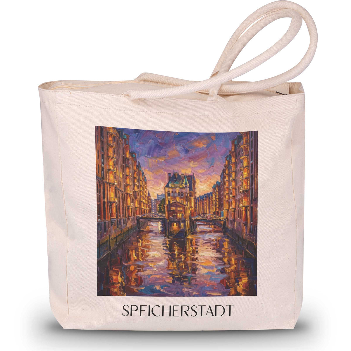 Speicherstadt Shopping Tasche - Hamburg - Deutschland Tote Bag - Einkaufstasche im Ölgemälde Stil - favplace