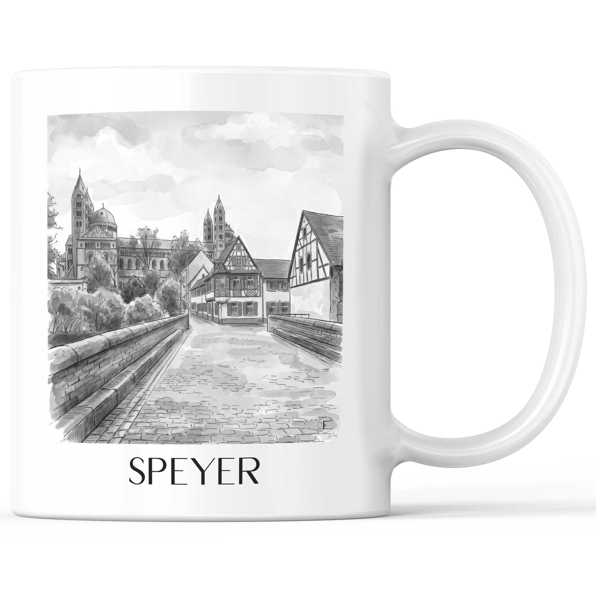 speyer-rheinland-pfalz-deutschland-kaffeebecher-aquarell-schwarz-weiss