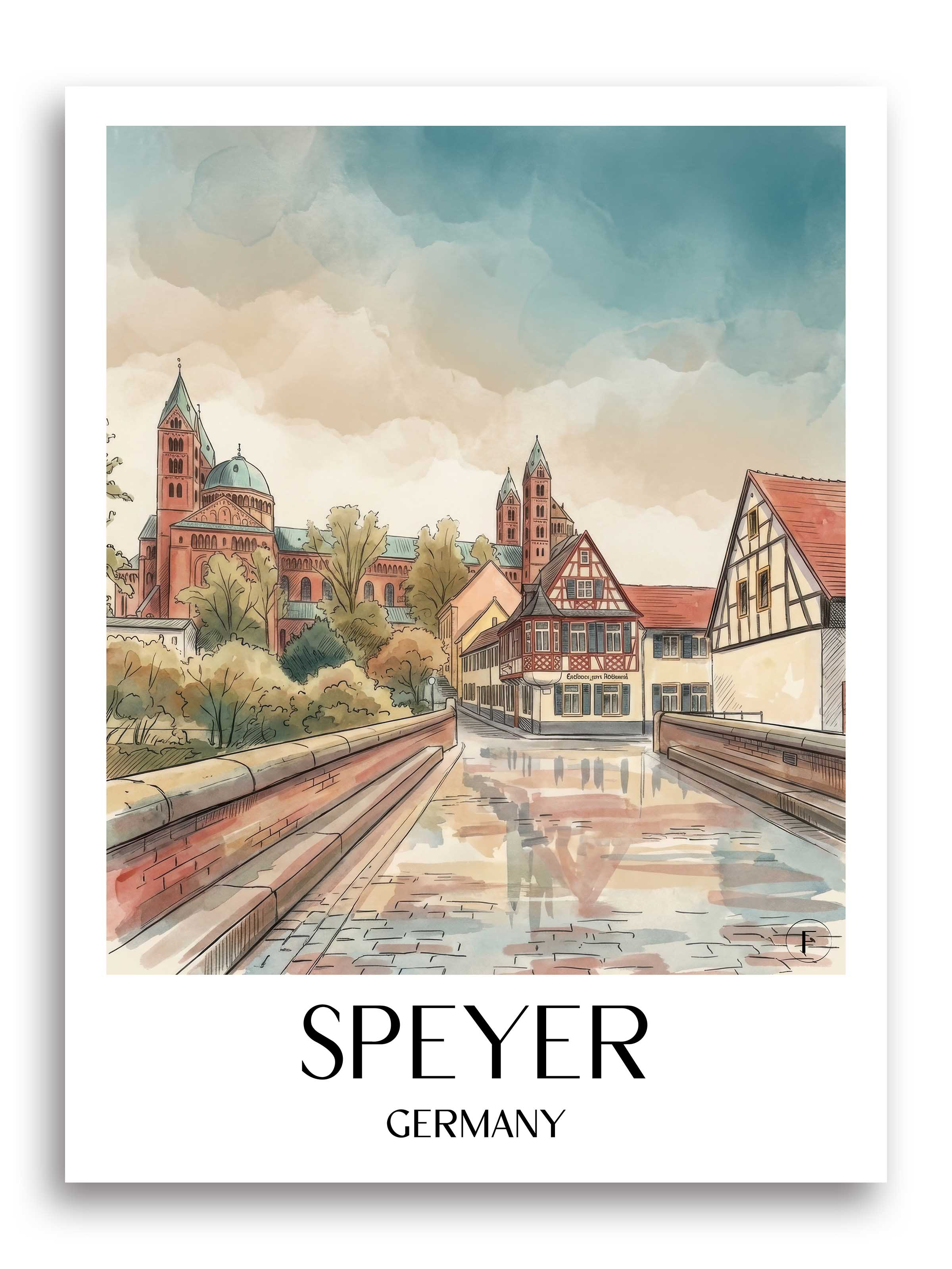 Speyer Poster - Rheinland-Pfalz - Deutschland Kunstdruck - Aquarell von A4 bis A1 - favplace