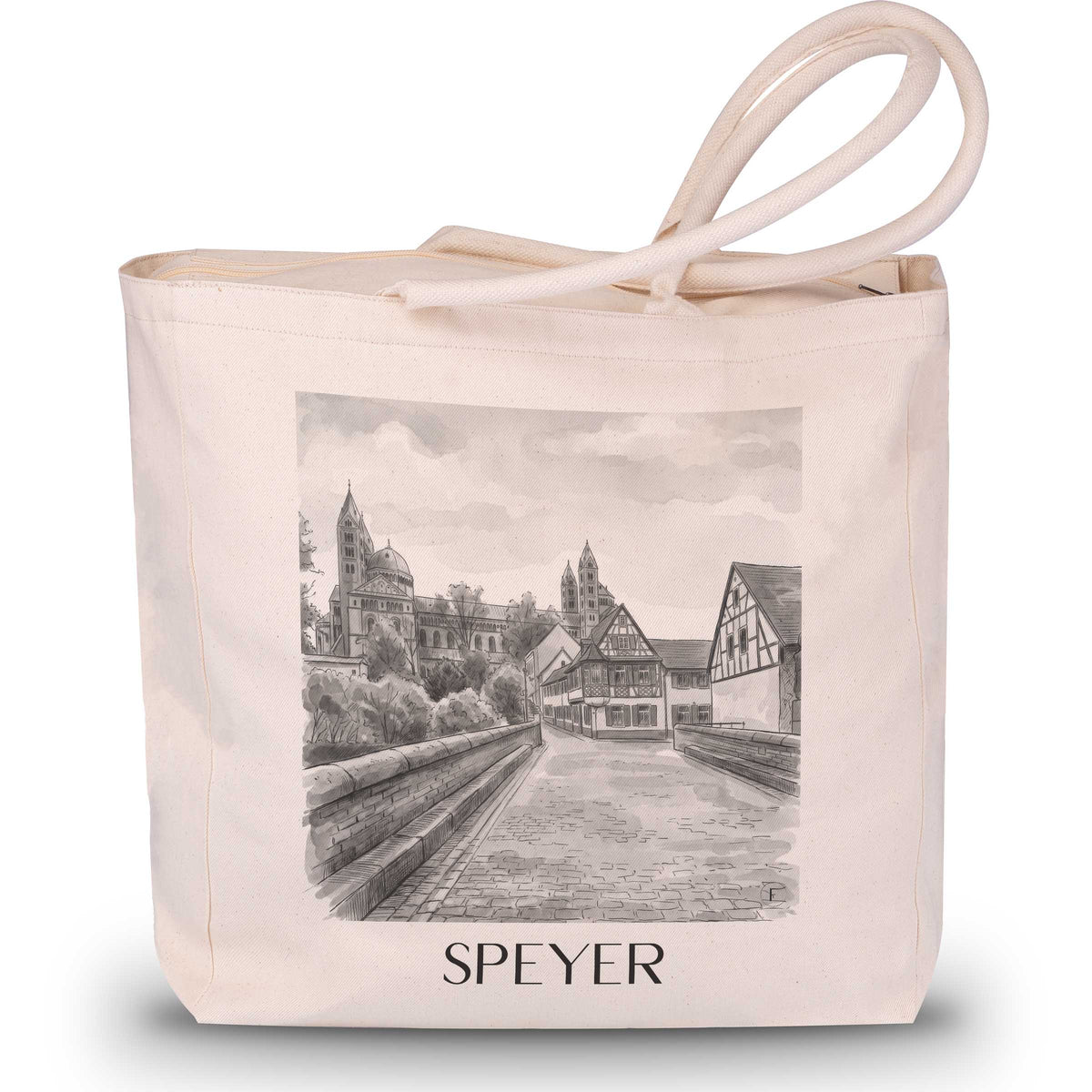 Speyer Shopping Tasche - Rheinland-Pfalz - Deutschland Tote Bag - Einkaufstasche im Aquarell Schwarz-Weiß Stil - favplace