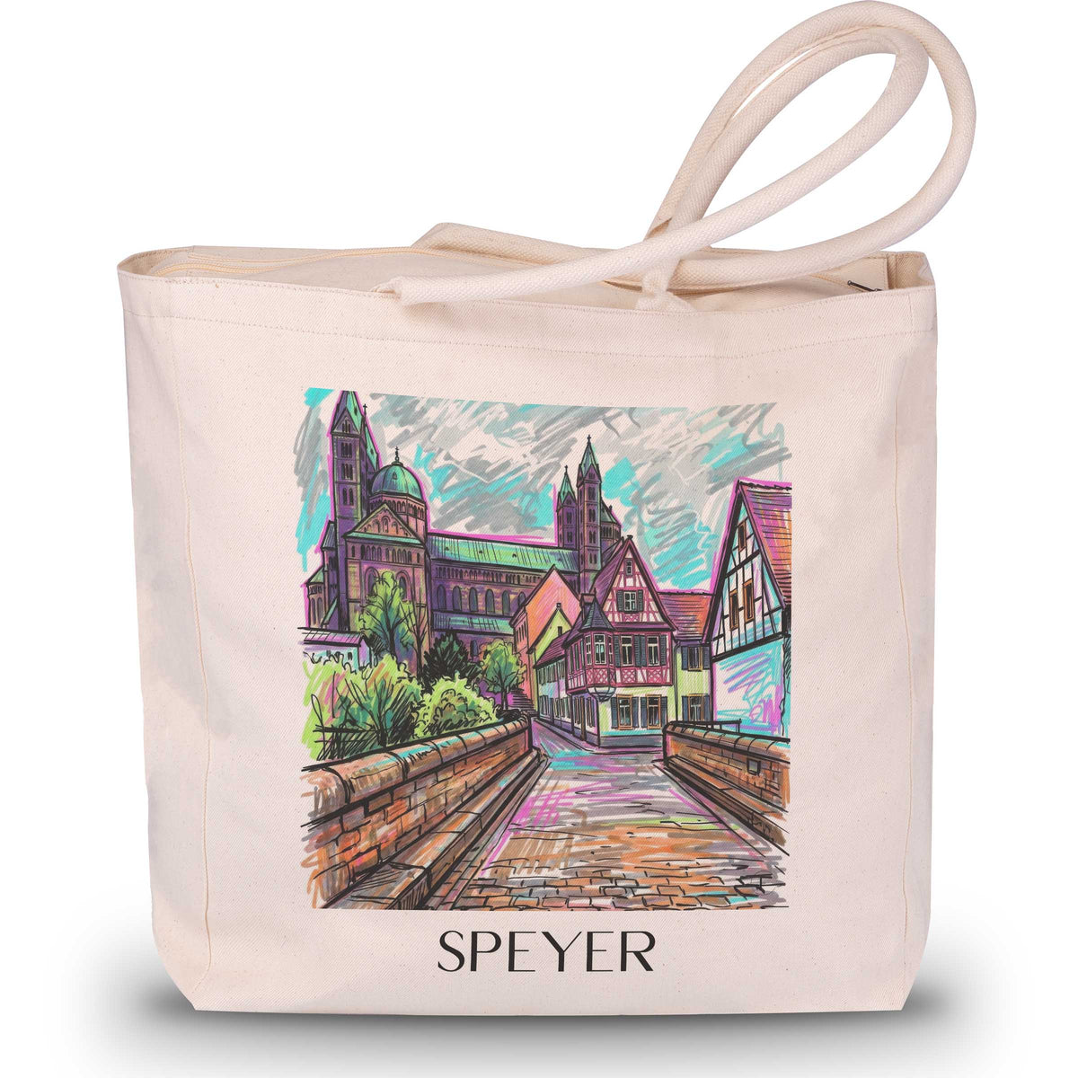 Speyer Shopping Tasche - Rheinland-Pfalz - Deutschland Tote Bag - Einkaufstasche im Tag Graffiti Stil - favplace