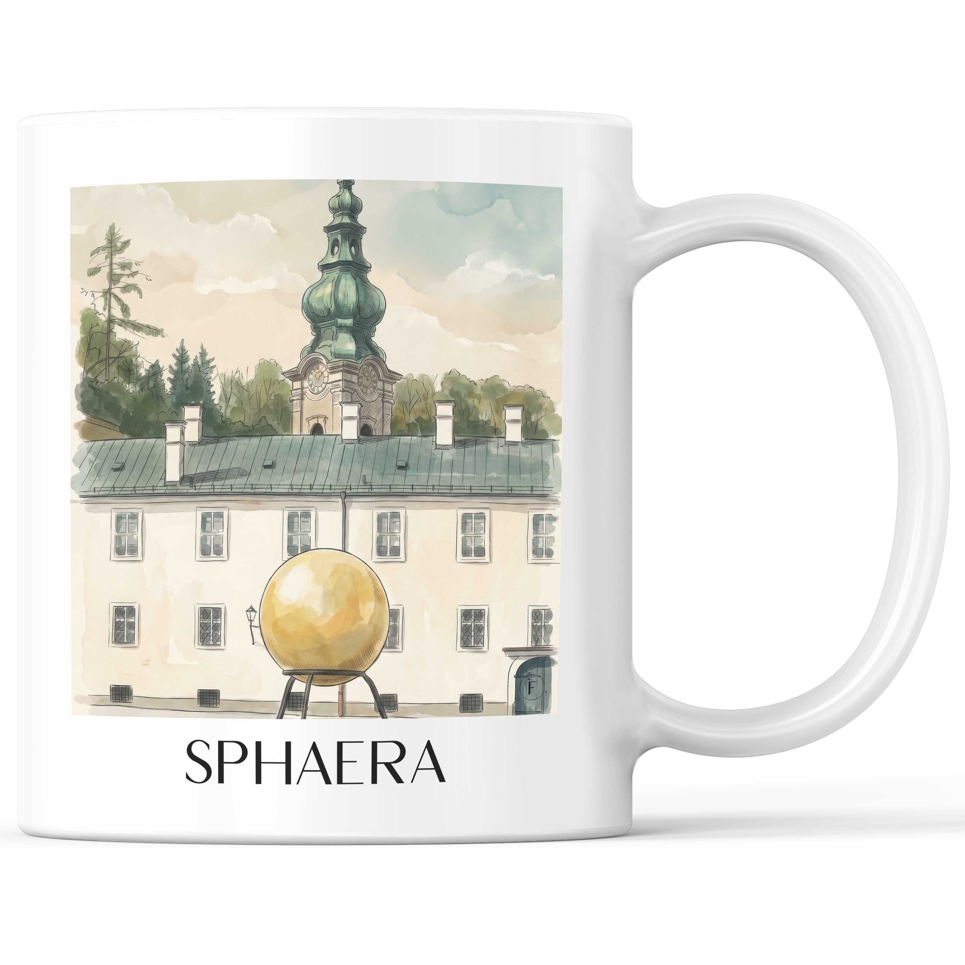 Sphaera Kaffeebecher - Salzburg - Österreich und Österreich Becher - Kaffeetasse im Aquarell Stil - favplace