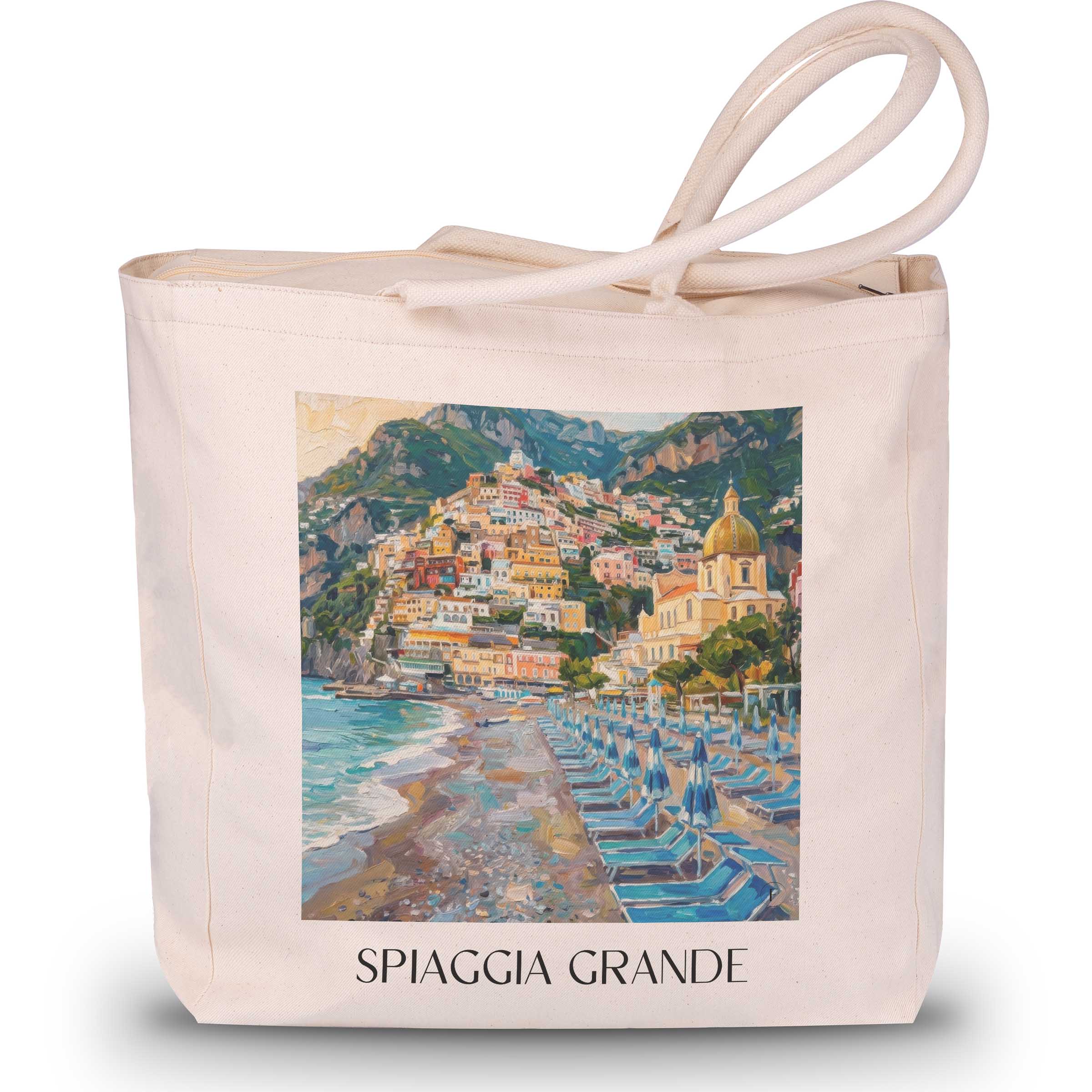 spiaggia-grande-positano-italien-einkaufstasche-oil-painting-oelgemaelde