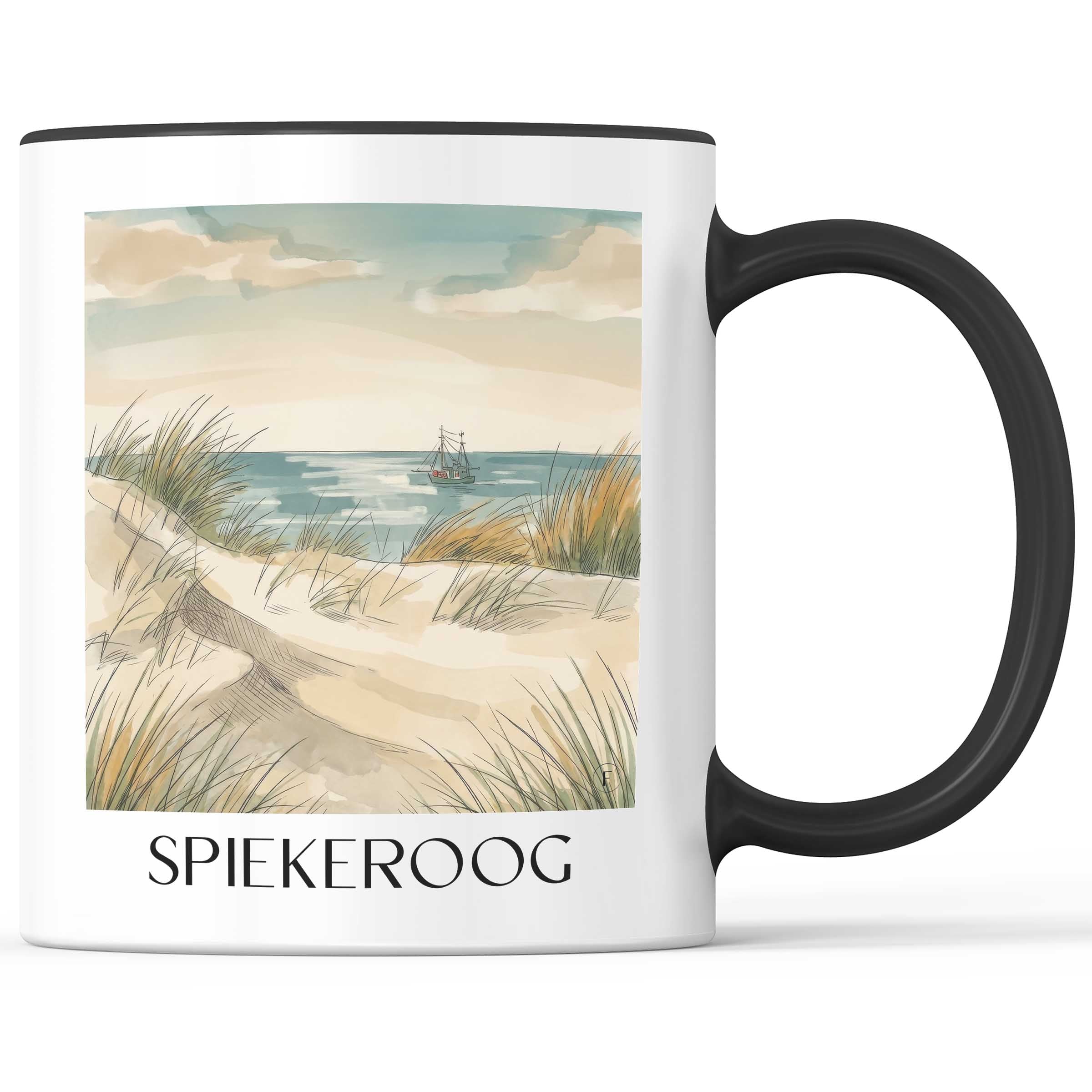 Spiekeroog Kaffeebecher - Ostfriesland - Deutschland Becher - Kaffeetasse im Aquarell Stil - favplace
