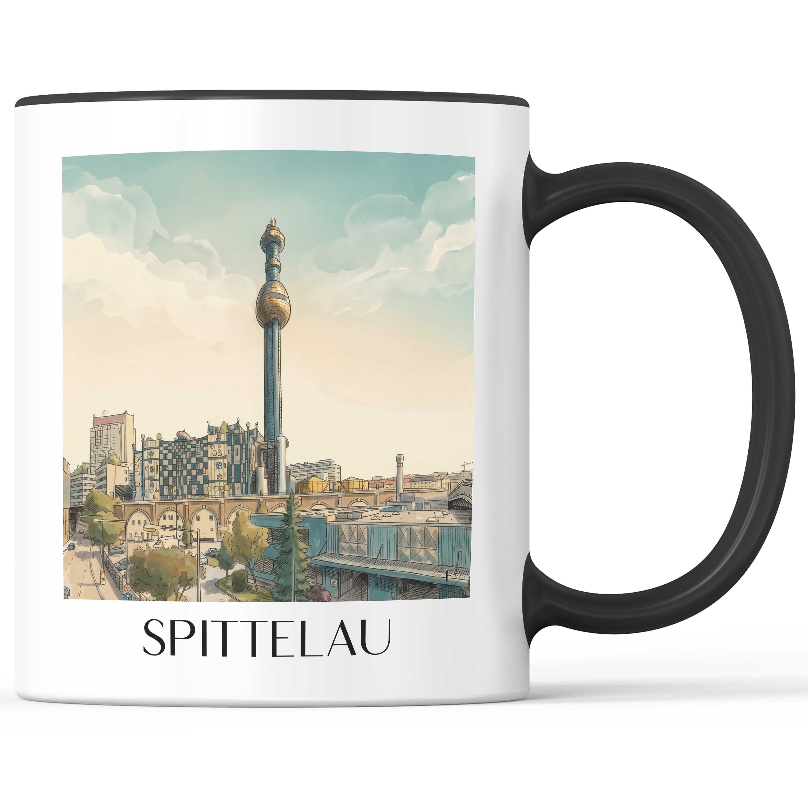 Spittelau Kaffeebecher - Wien - Österreich Becher - Kaffeetasse im Aquarell Stil - favplace