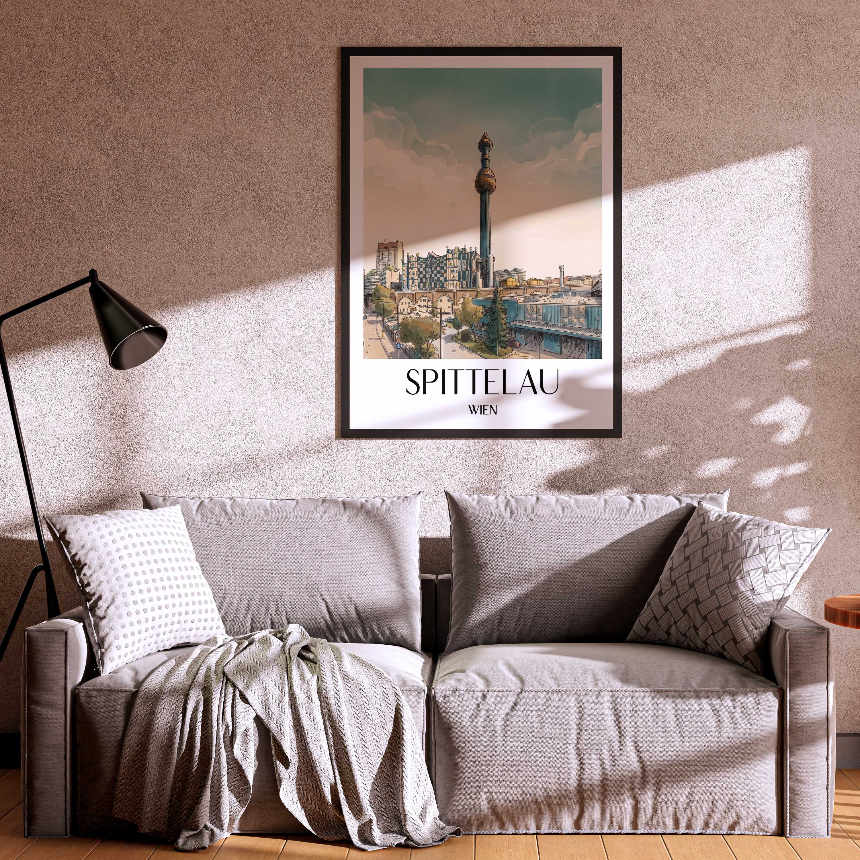 spittelau-wien-österreich-poster-aquarell