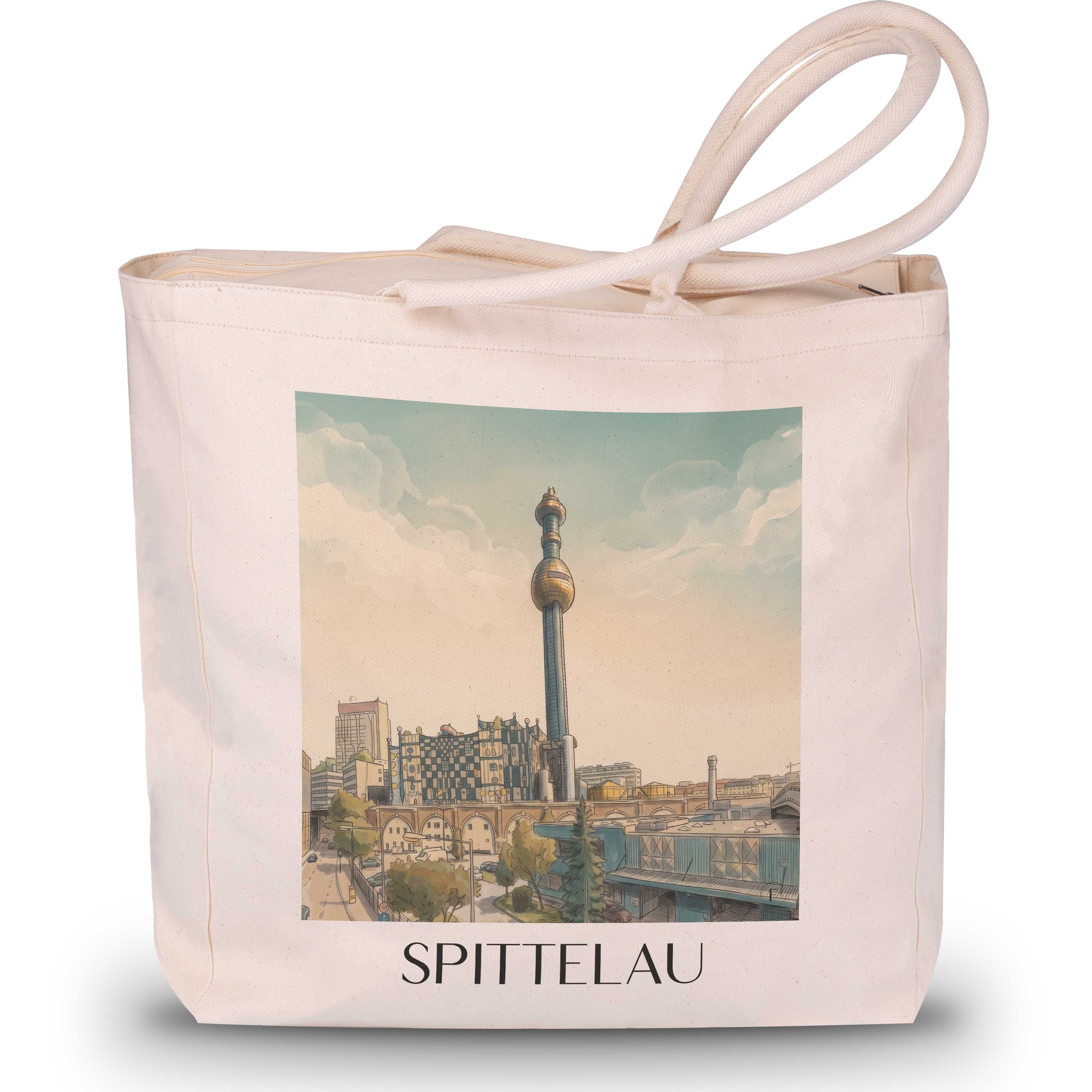 Spittelau Shopping Tasche - Wien - Österreich Tote Bag - Einkaufstasche im Aquarell Stil - favplace