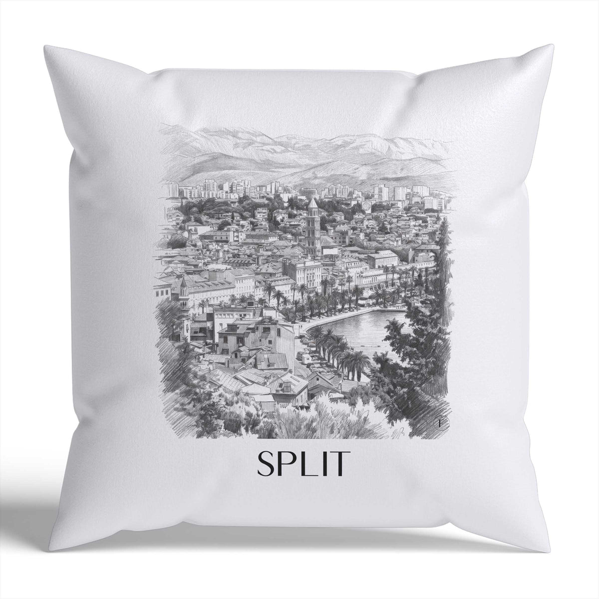 Split Kissenhülle - Zierkissen Bezug - Kroatien - Kroatien Kissen bzw. Kissenbezug im Zeichnung Stil - favplace