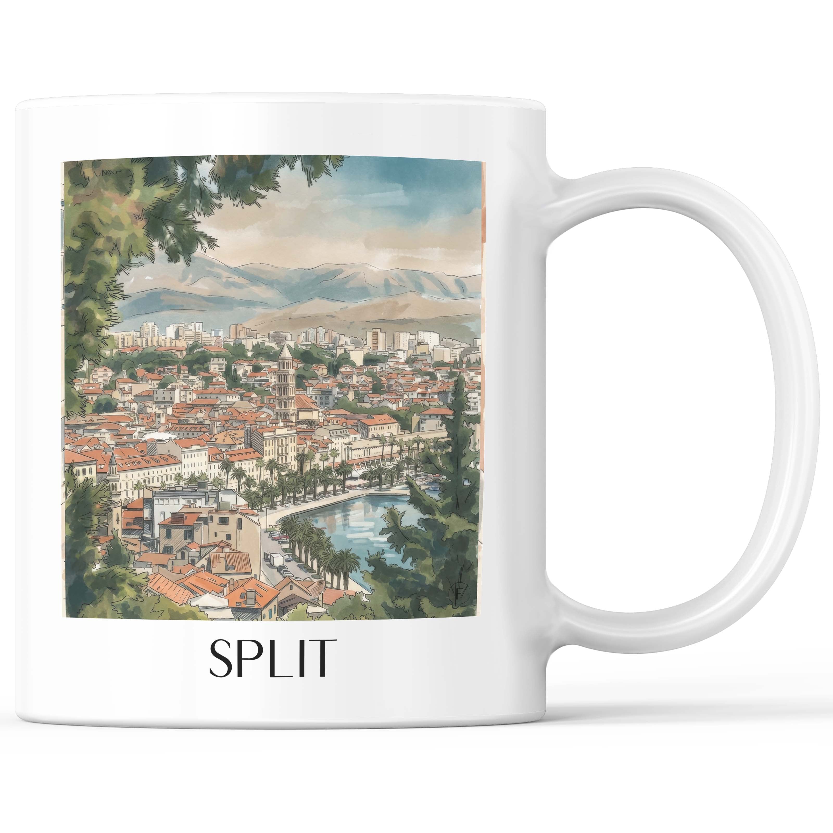 Split - Kroatien Becher - Kaffeetasse im Aquarell Stil - favplace