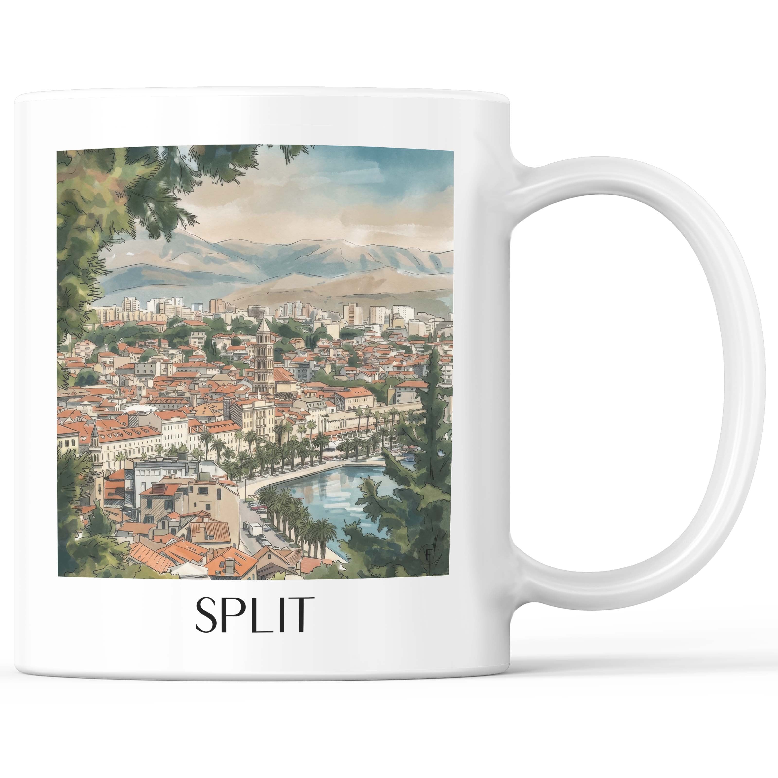 Split - Kroatien Becher - Kaffeetasse im Aquarell Stil - favplace