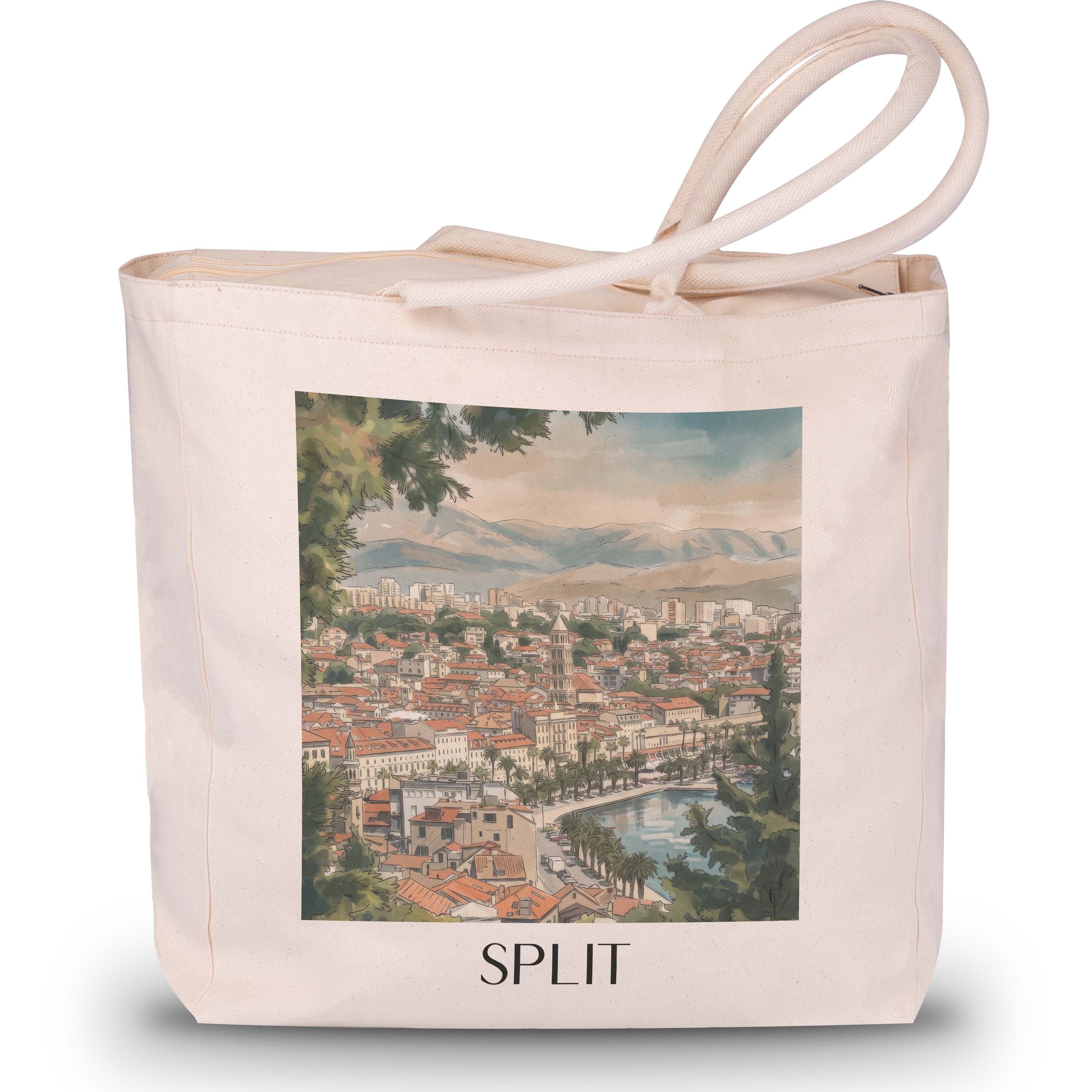 Split - Kroatien Tote Bag - Einkaufstasche im Aquarell Stil - favplace