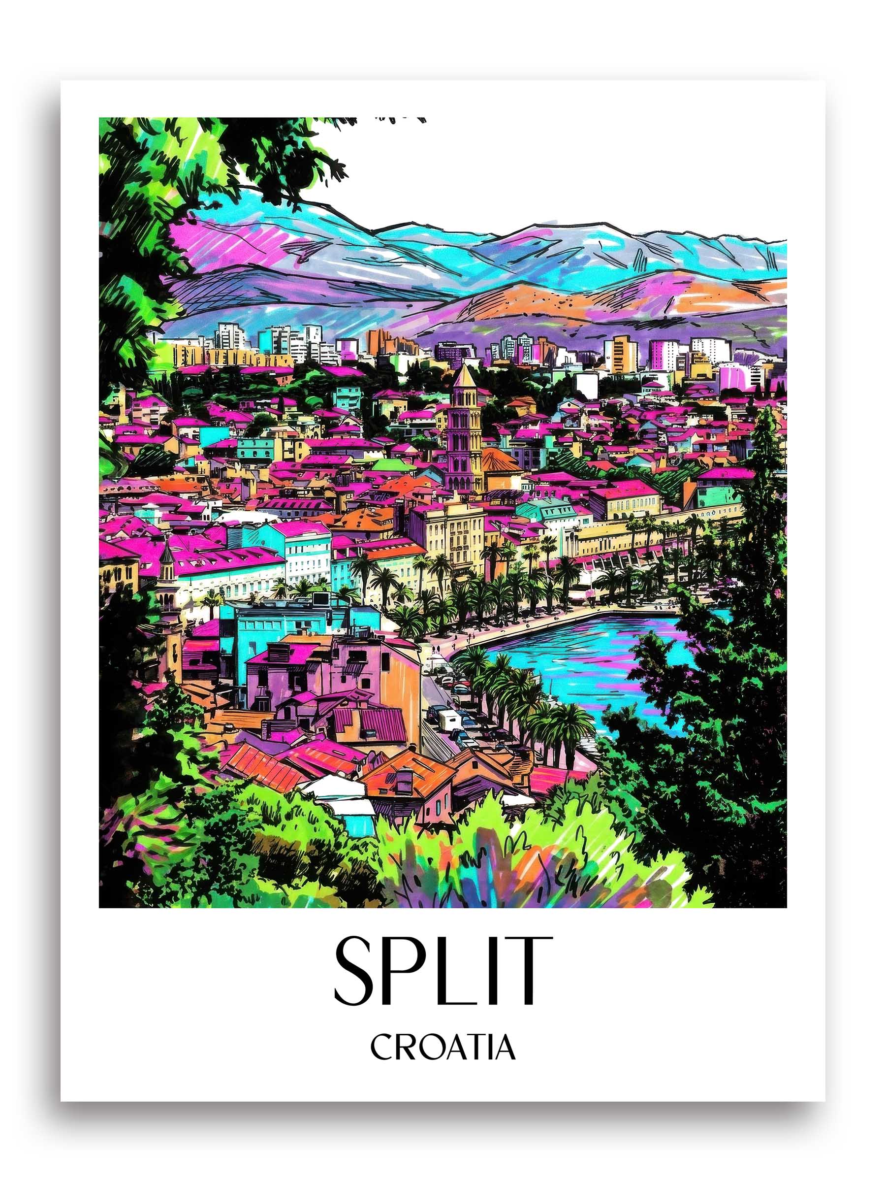 Split Poster - - Kroatien Kunstdruck - Tag Graffiti von A4 bis A1 - favplace