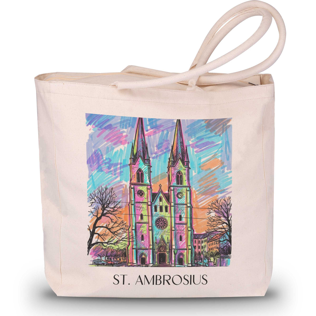 St. Ambrosius Shopping Tasche - Magdeburg - Deutschland Tote Bag - Einkaufstasche im Tag Graffiti Stil - favplace