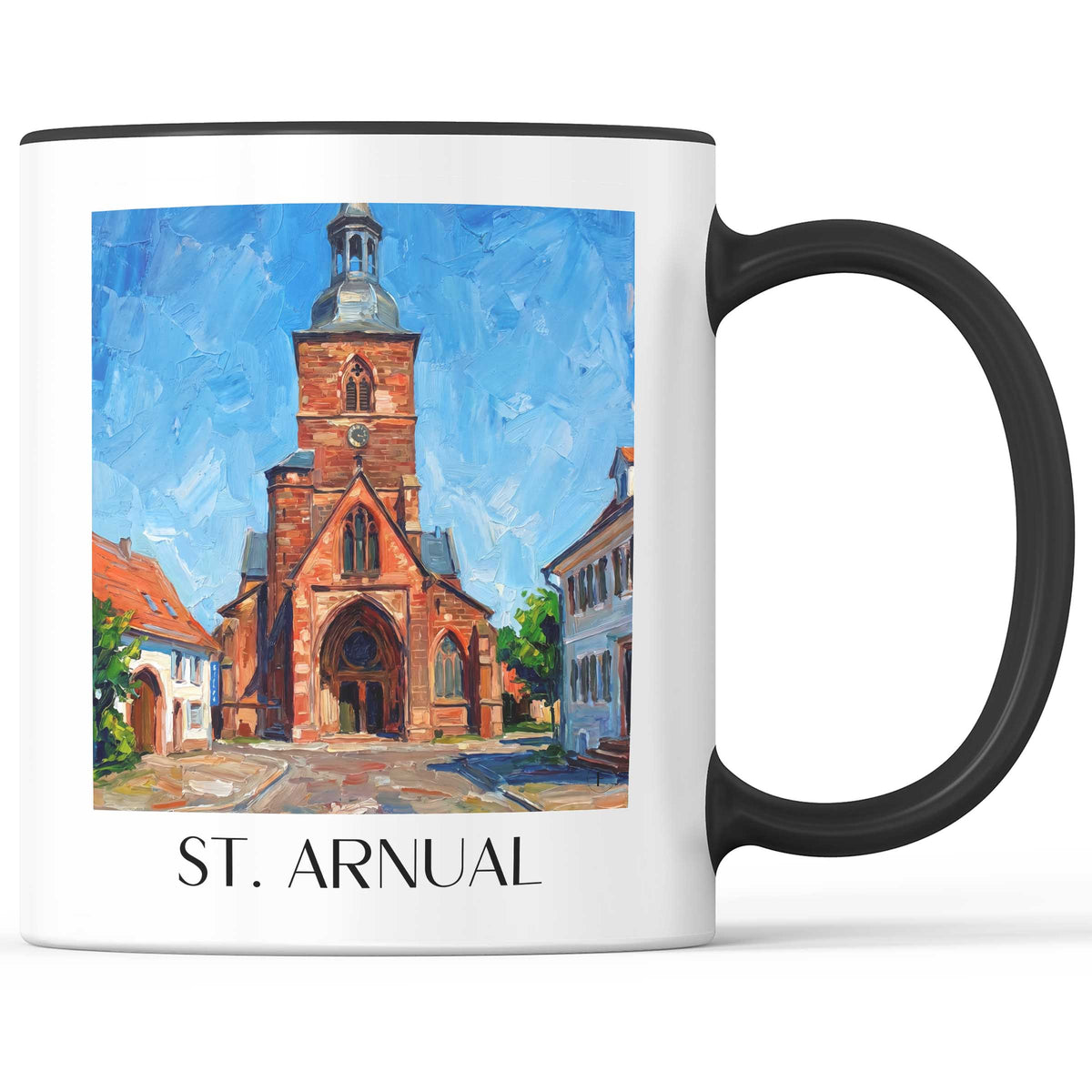 St. Arnual Kaffeebecher - Saarbrücken - Deutschland Becher - Kaffeetasse im Ölgemälde Stil