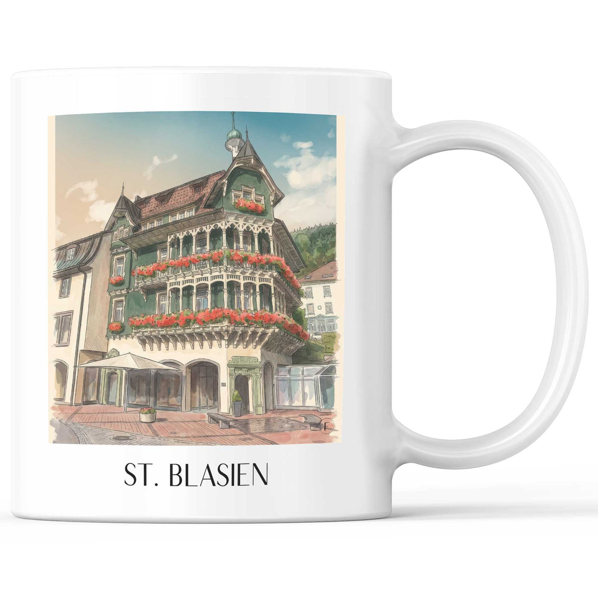 St. Blasien Kaffeebecher - Schwarzwald - Deutschland Becher - Kaffeetasse im Aquarell Stil - favplace