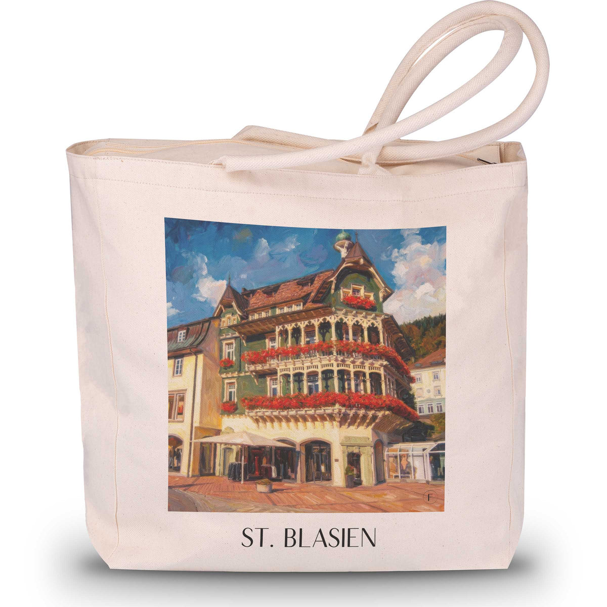 St. Blasien Shopping Tasche - Schwarzwald - Deutschland Tote Bag - Einkaufstasche im Ölgemälde Stil - favplace