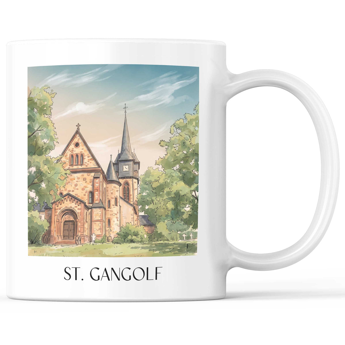 St. Gangolf Kaffeebecher - Saargau - Deutschland Becher - Kaffeetasse im Aquarell Stil - favplace