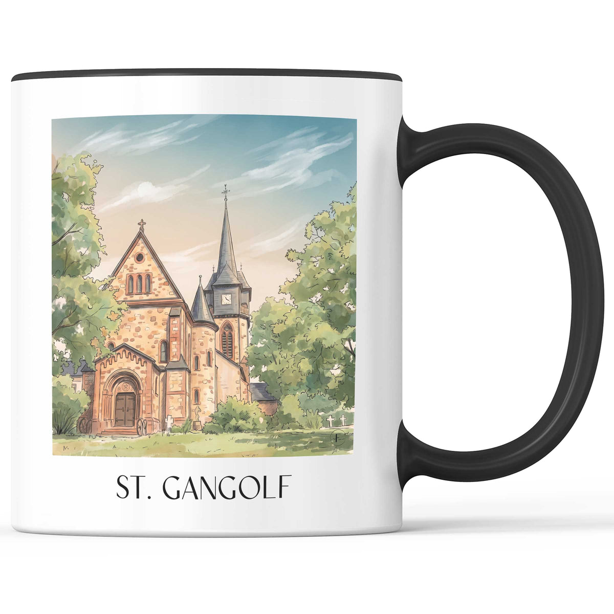 St. Gangolf Kaffeebecher - Saargau - Deutschland Becher - Kaffeetasse im Aquarell Stil - favplace