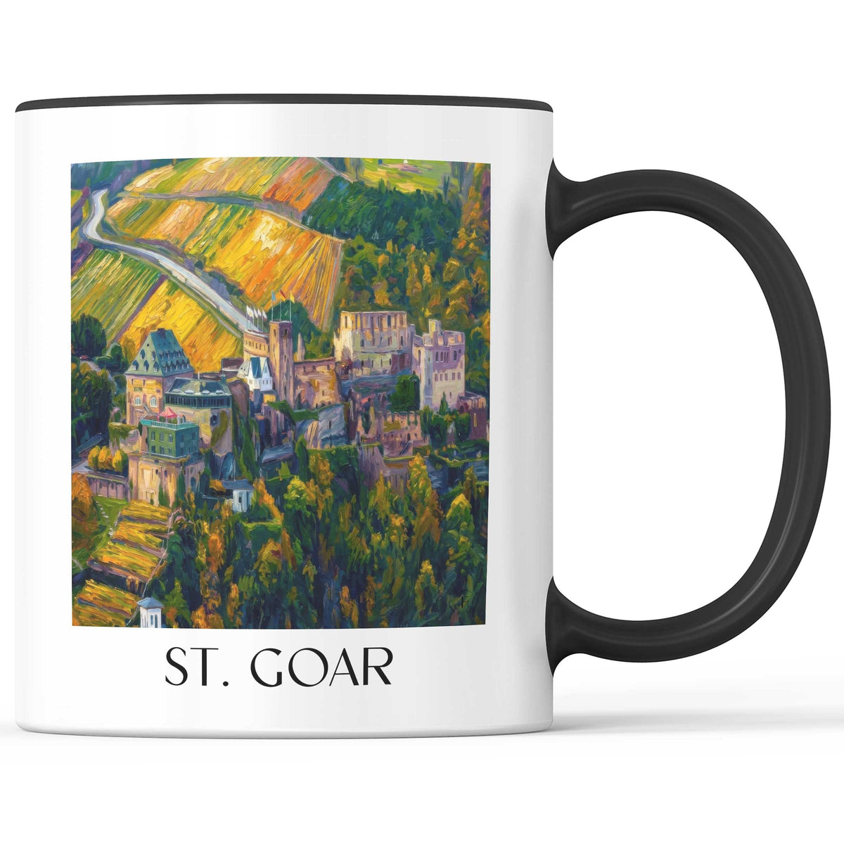St. Goar Kaffeebecher - Oberes Mittelrheintal - Deutschland Becher - Kaffeetasse im Ölgemälde Stil - favplace