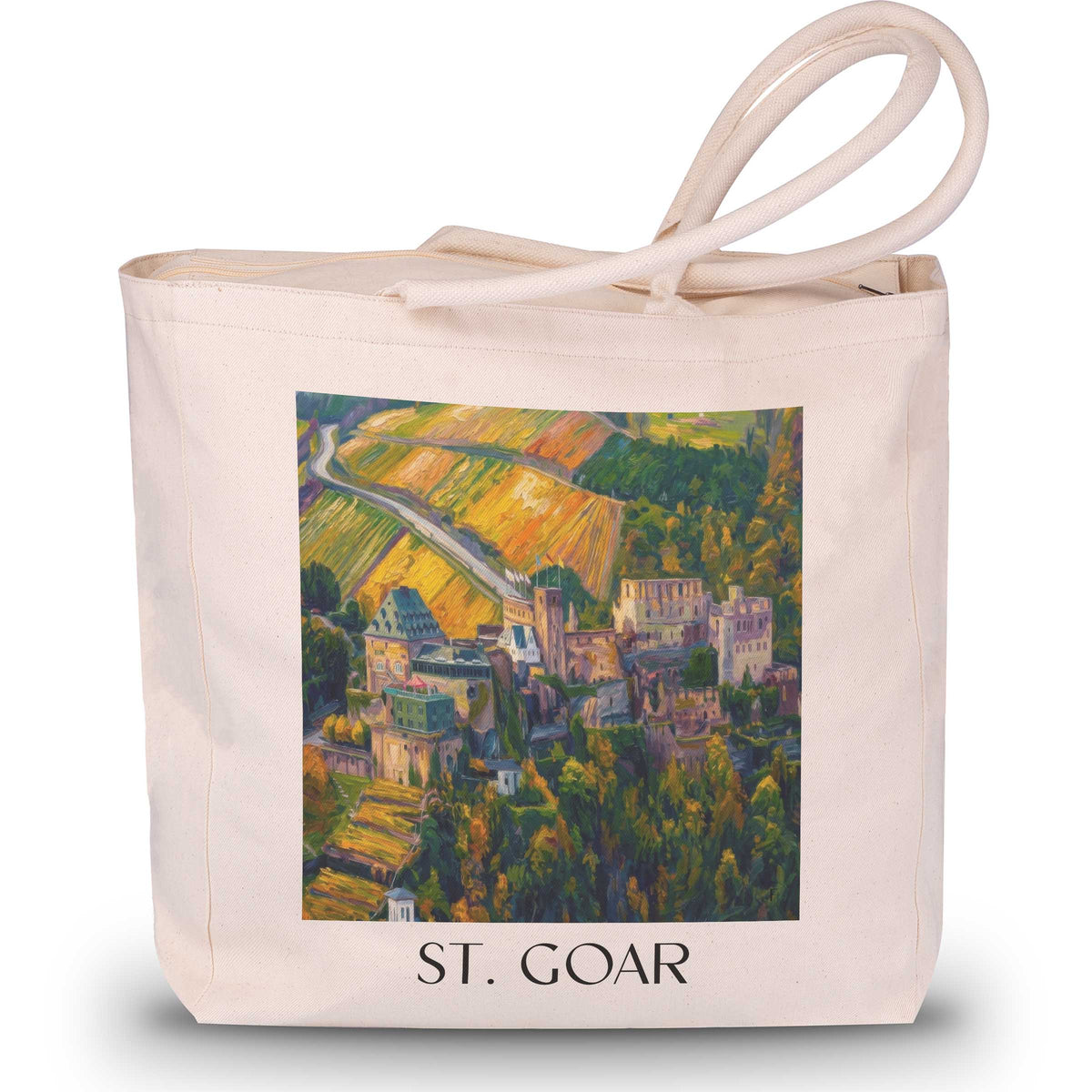 St. Goar Shopping Tasche - Oberes Mittelrheintal - Deutschland Tote Bag - Einkaufstasche im Ölgemälde Stil - favplace