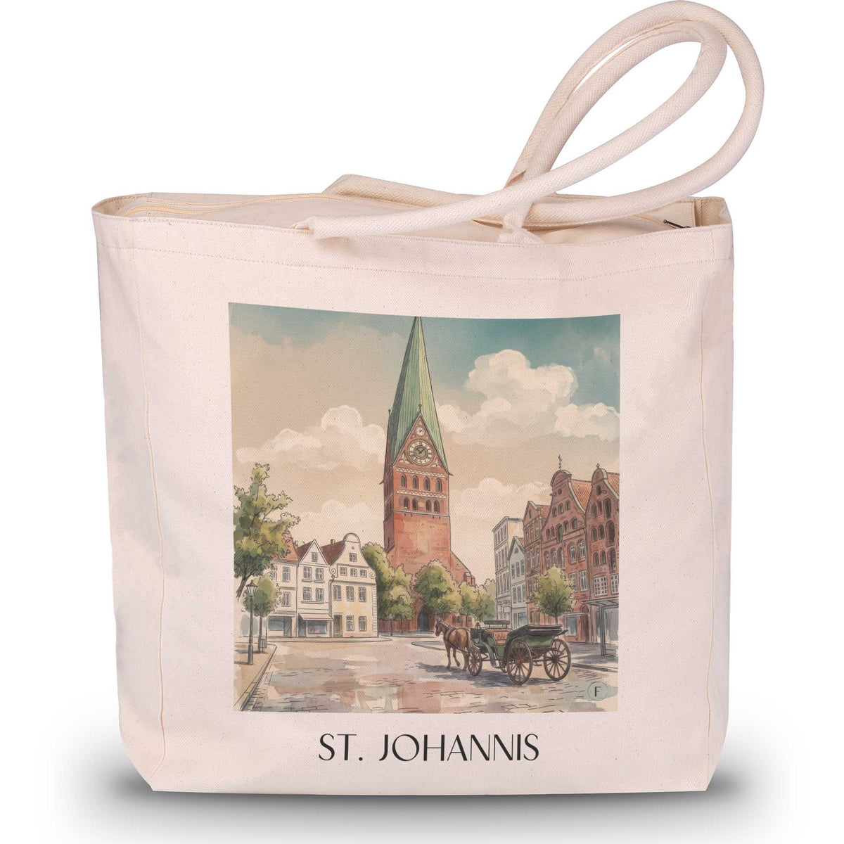 st.-johannis-lüneburg-deutschland-einkaufstasche-aquarell