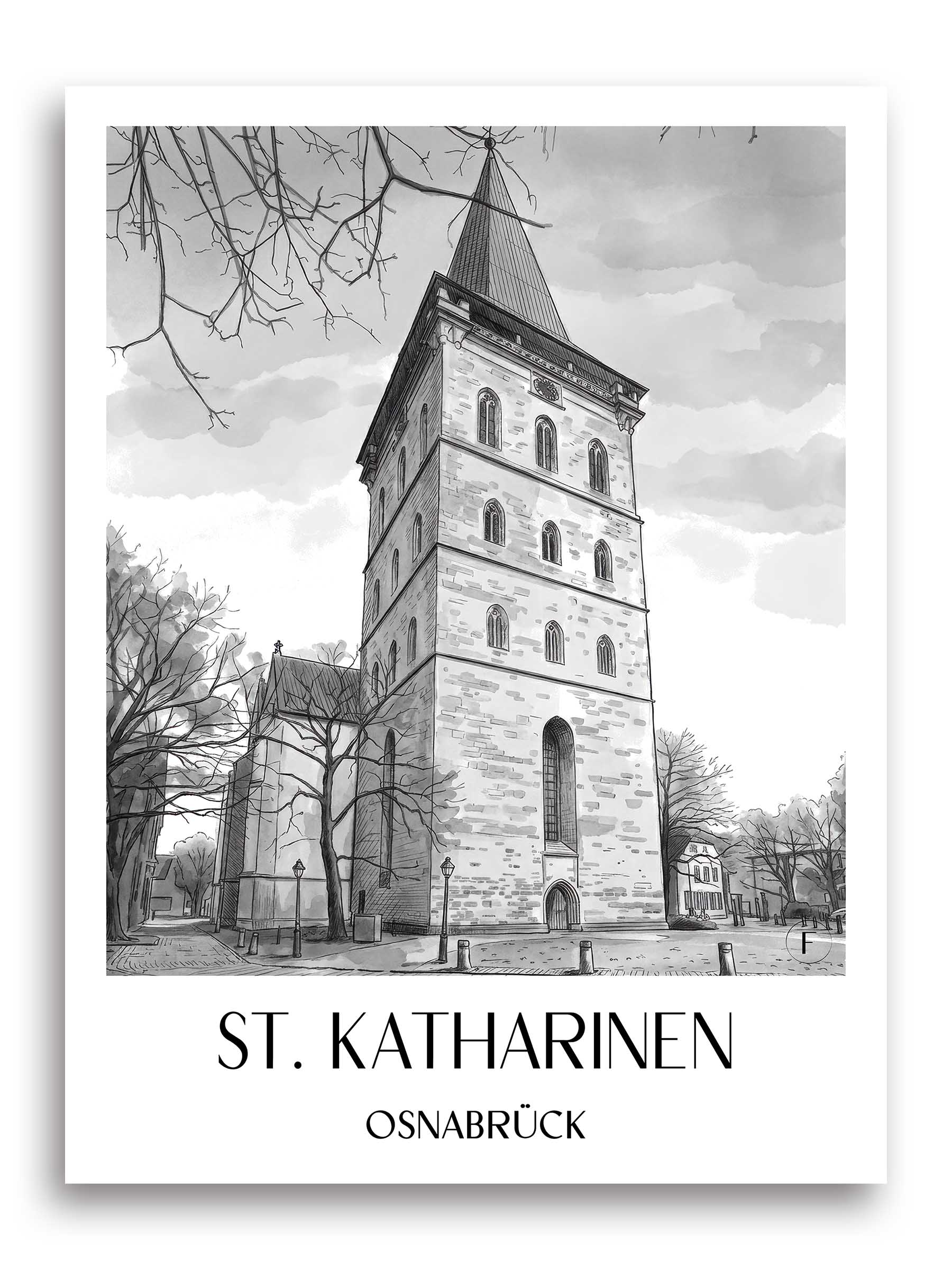 st.-katharinen-osnabrück-deutschland-poster-aquarell-schwarz-weiss
