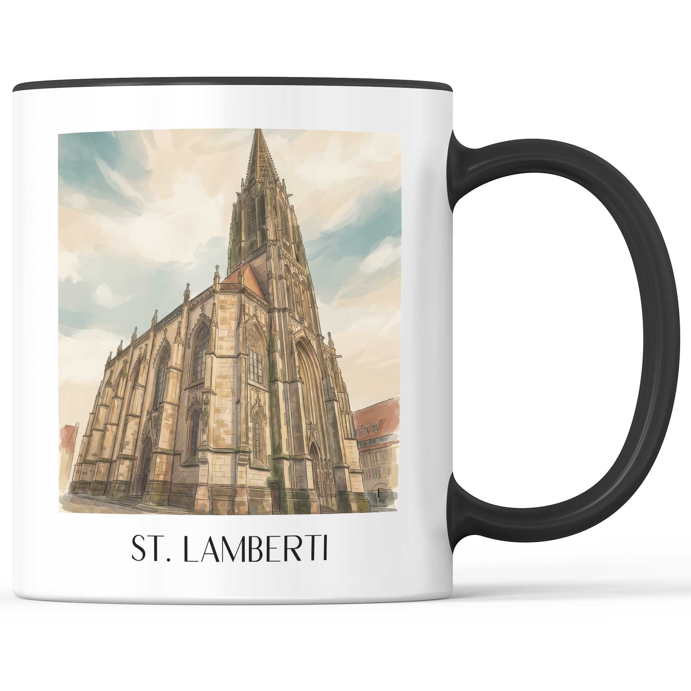 St. Lamberti Kaffeebecher - Münster - Deutschland Becher - Kaffeetasse im Aquarell Stil - favplace