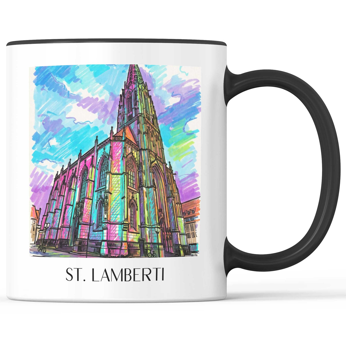 St. Lamberti Kaffeebecher - Münster - Deutschland Becher - Kaffeetasse im Tag Graffiti Stil - favplace