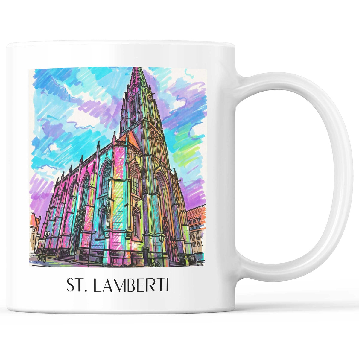 St. Lamberti Kaffeebecher - Münster - Deutschland Becher - Kaffeetasse im Tag Graffiti Stil - favplace