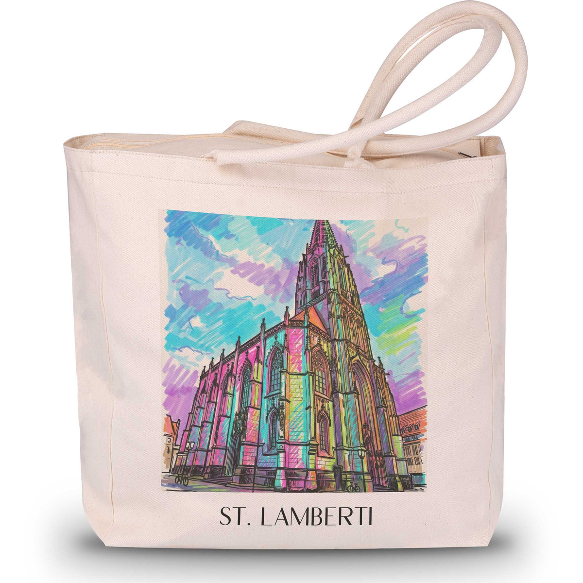 St. Lamberti Shopping Tasche - Münster - Deutschland Tote Bag - Einkaufstasche im Tag Graffiti Stil - favplace